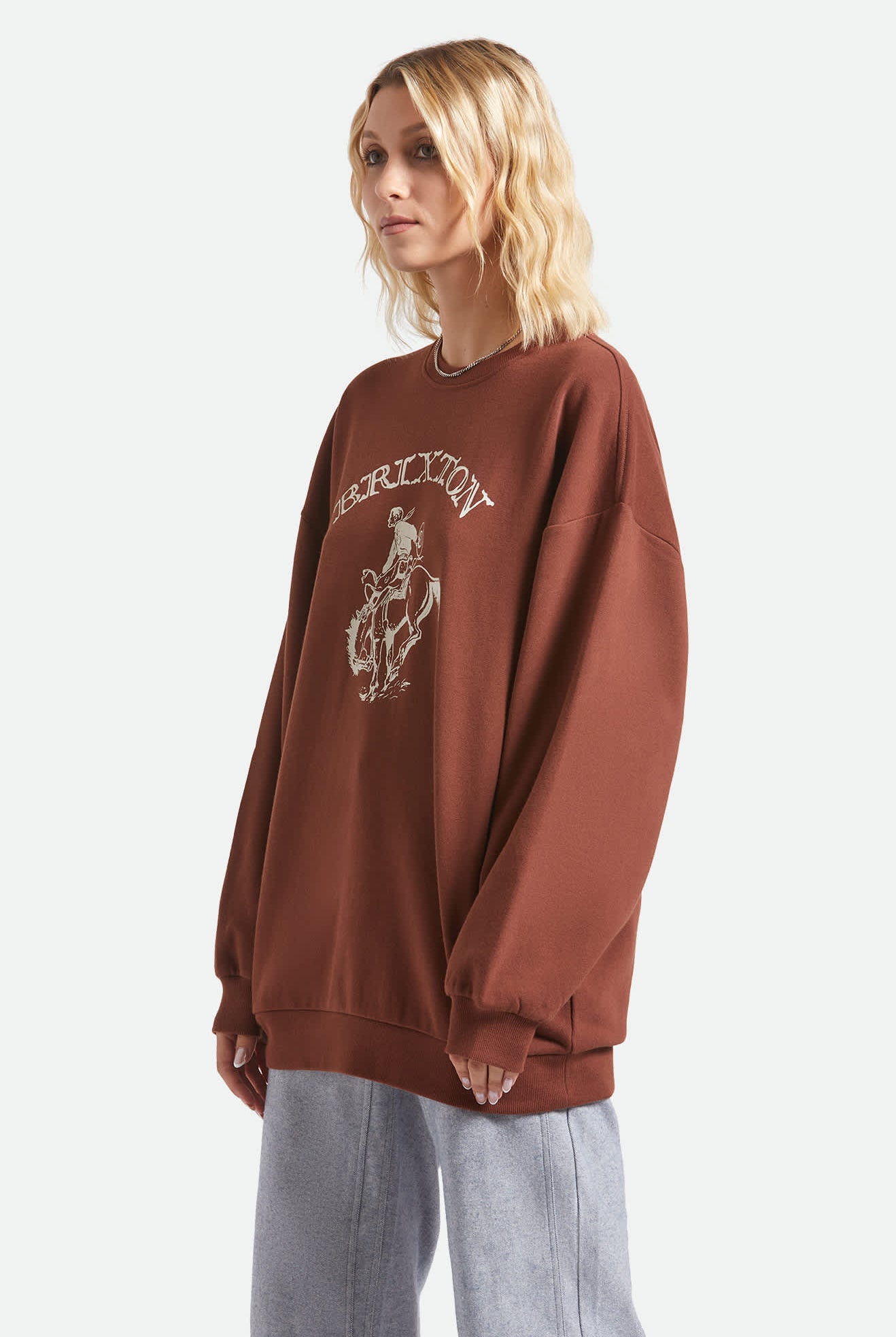 Women's Western Crew in the color Sepia - Women's Side View