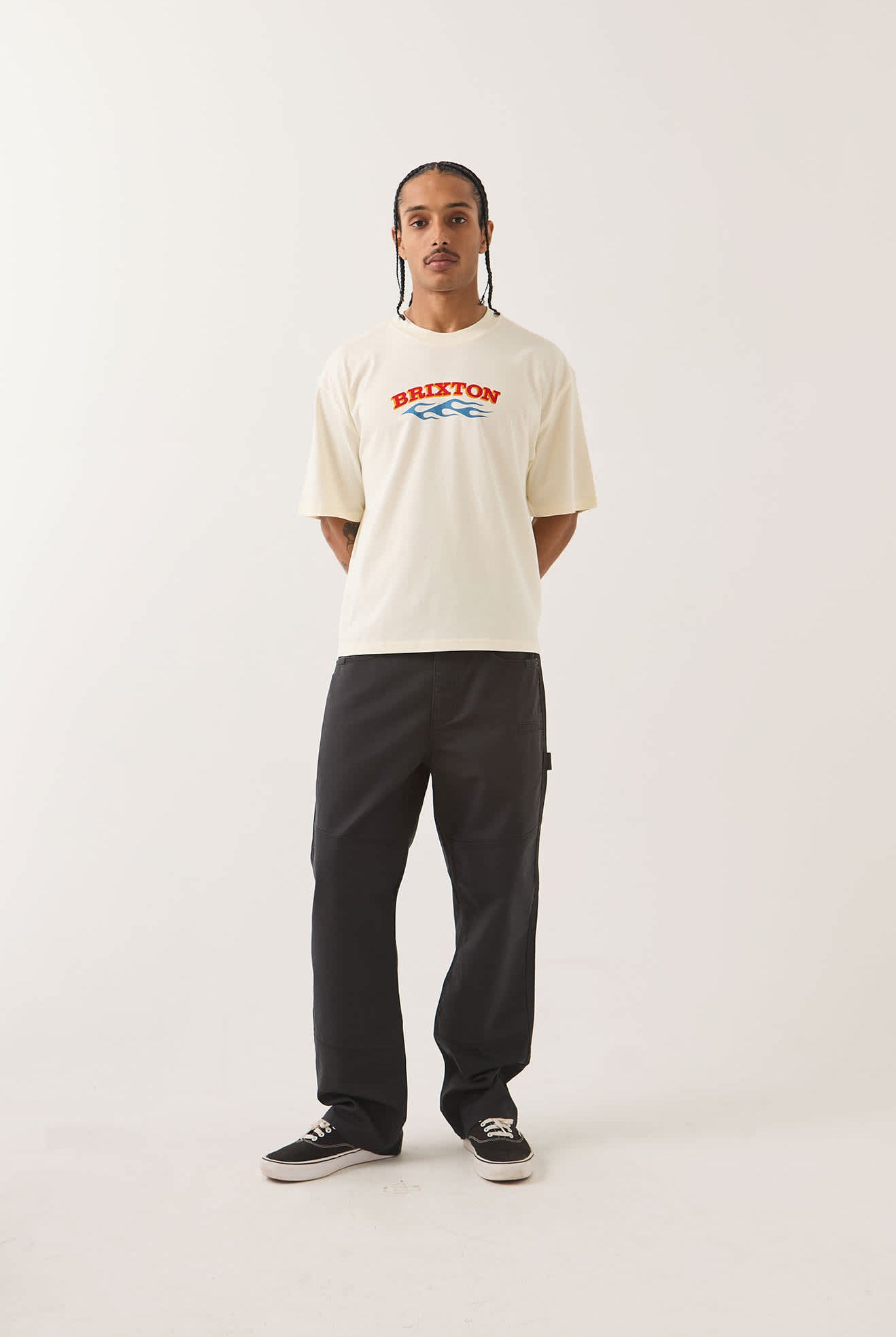 Men's Clifton Boxed Crop T-Shirt in the color Cream - Men's Front View