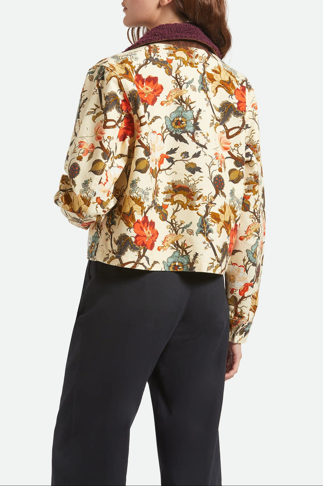 Women's Mechanics Women's Garage Zip Jacket in the color Botanical Floral - Women's Back View