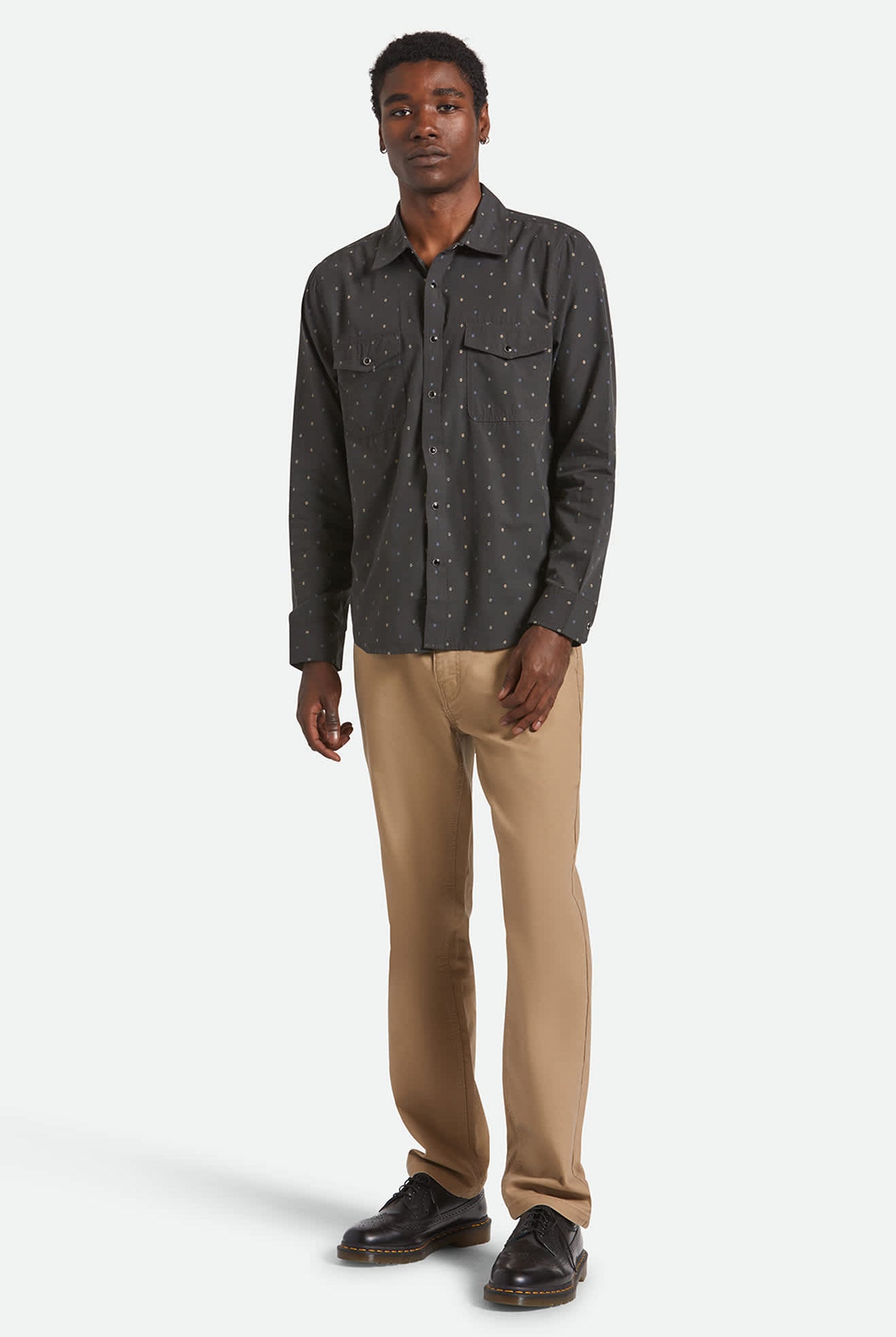 Men's Wayne Western L/S Shirt in the color Asphalt Black - Additional Fit image