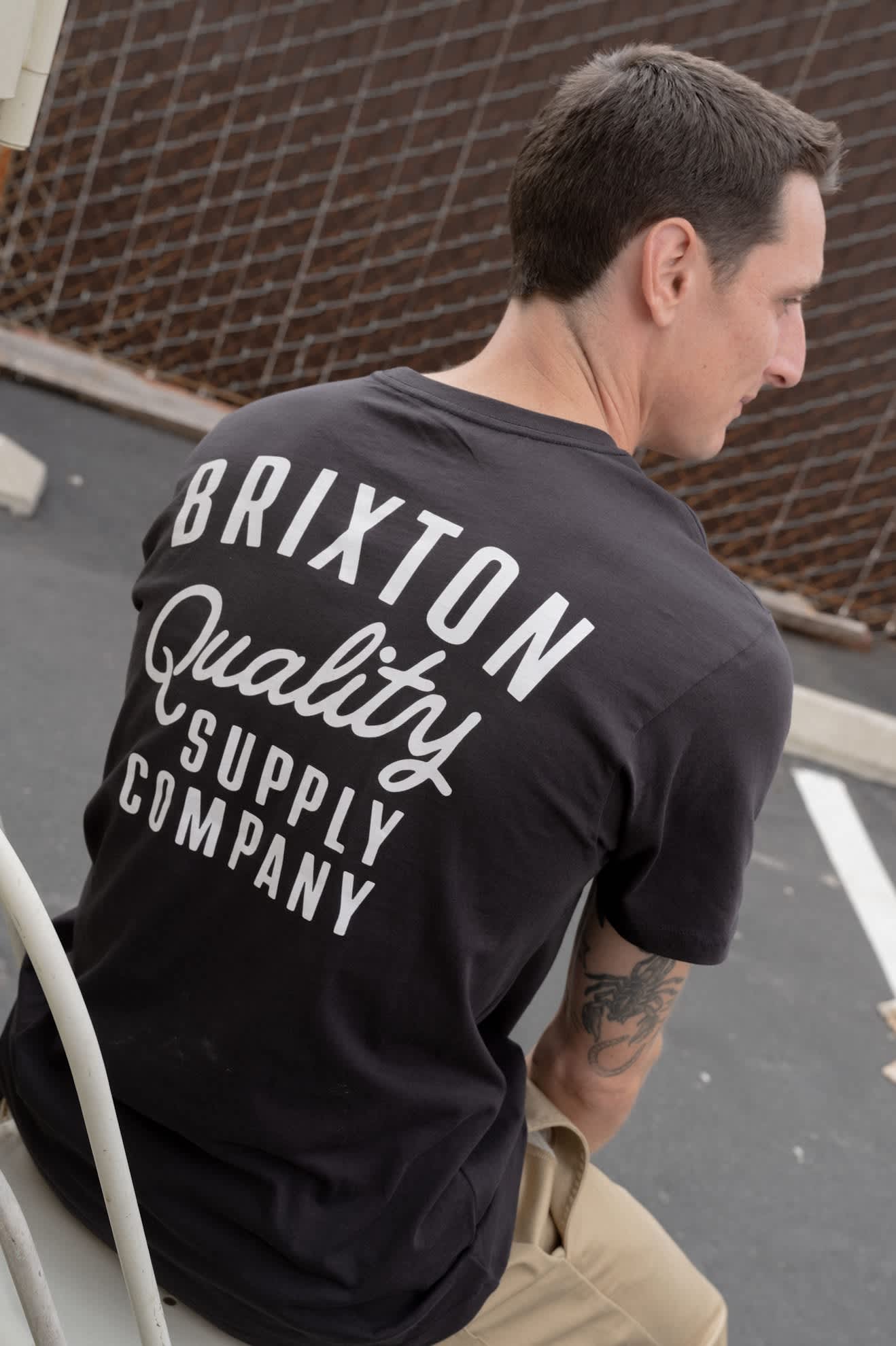 Men's Hubal S/S Tailored T-Shirt in the color Black - Men's Back View