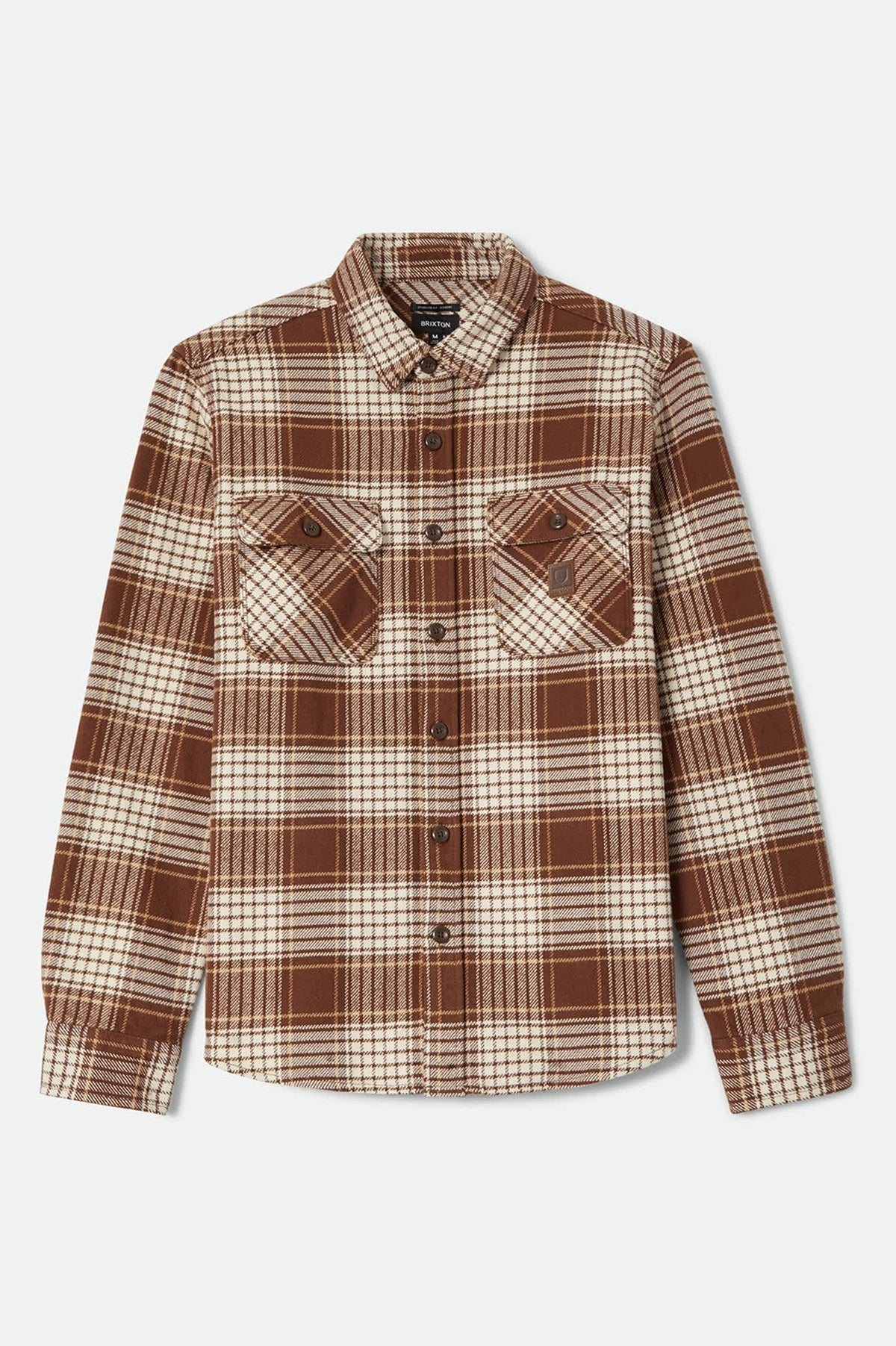 Men's Bowery Heavyweight Flannel in the color Pinecone Brown/Whitecap - Front Product View
