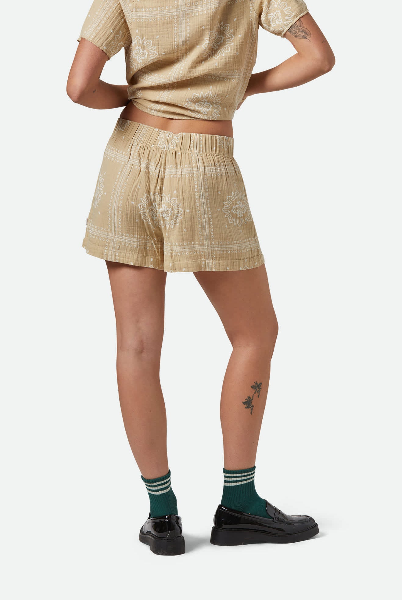 Women's Wandering Short in the color Pale Khaki Bandana - Women's Back View