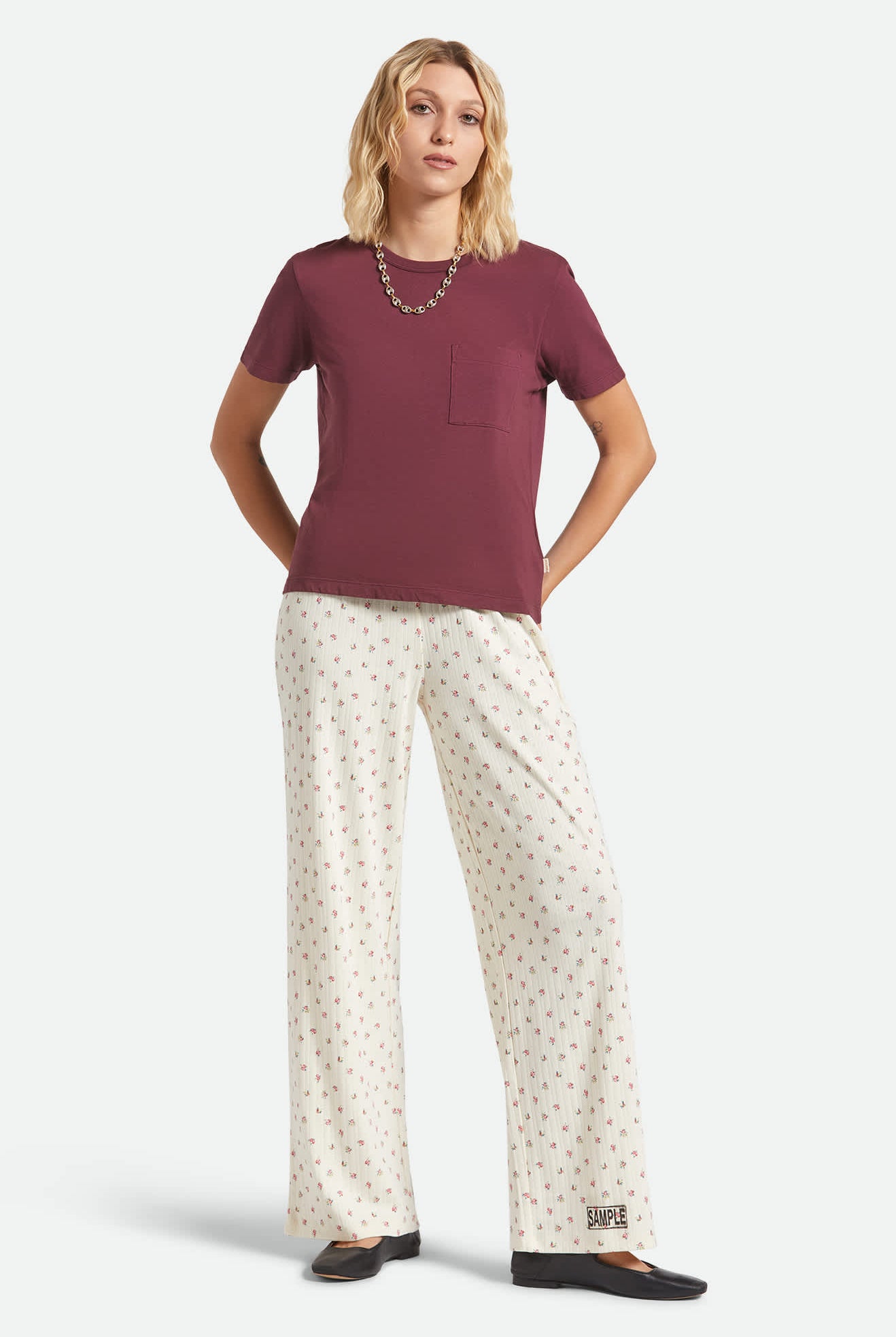 Women's Carefree Organic Garment Dye Perfect T-Shirt in the color Port - Women's Back View