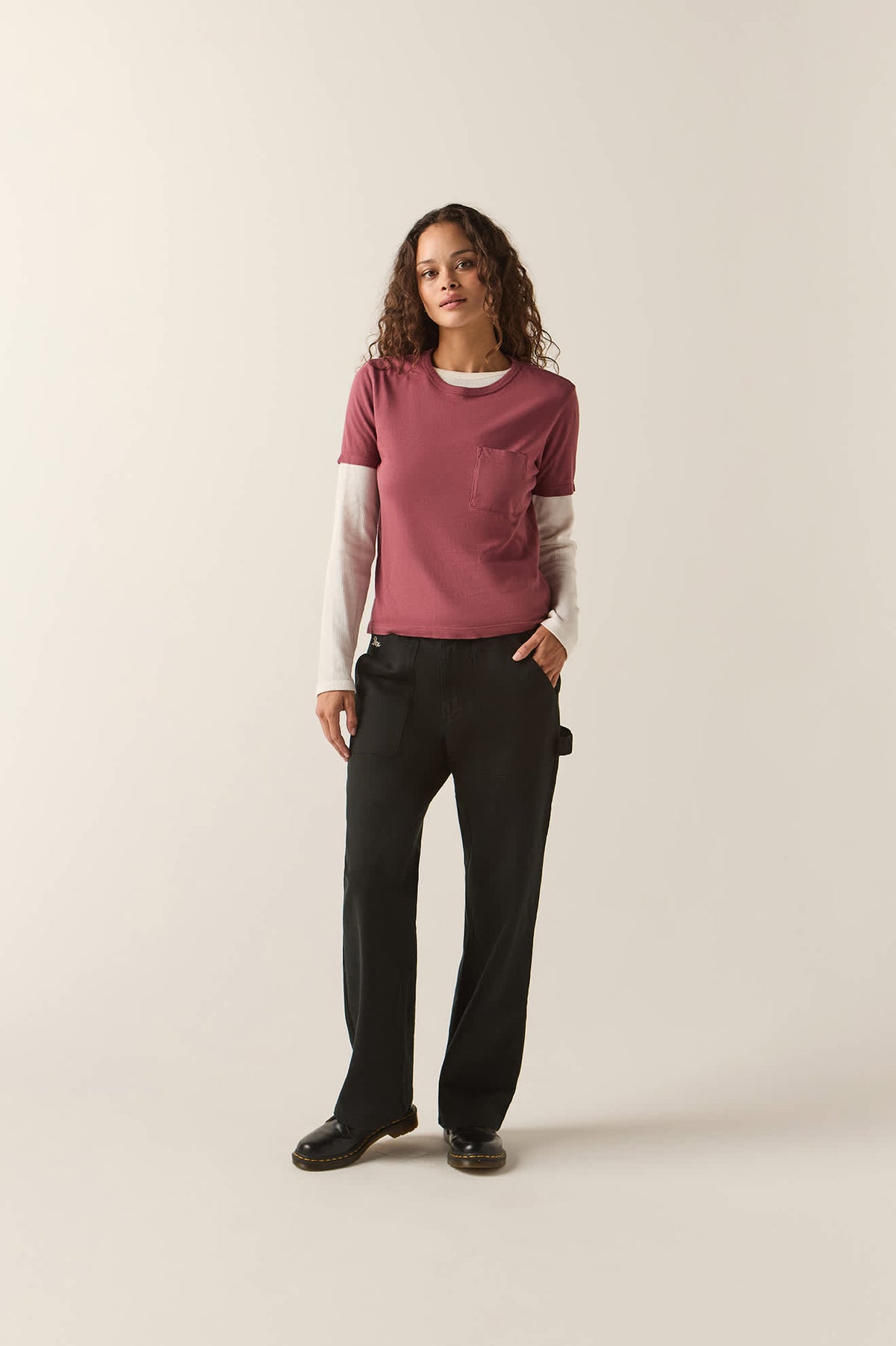 Women's Essex Embroidered Painter Pant in the color Black - Additional Fit image