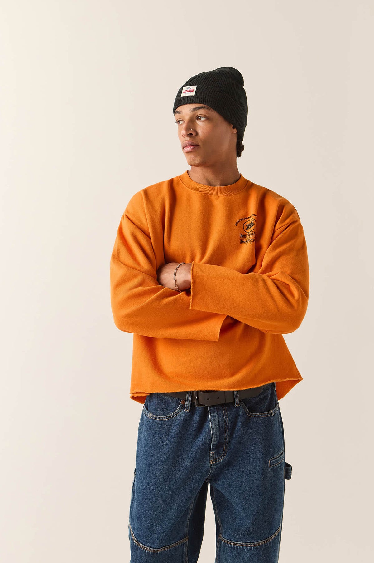 Men's 76 Chopped Crew Fleece in the color Washed Orange - Additional Fit image