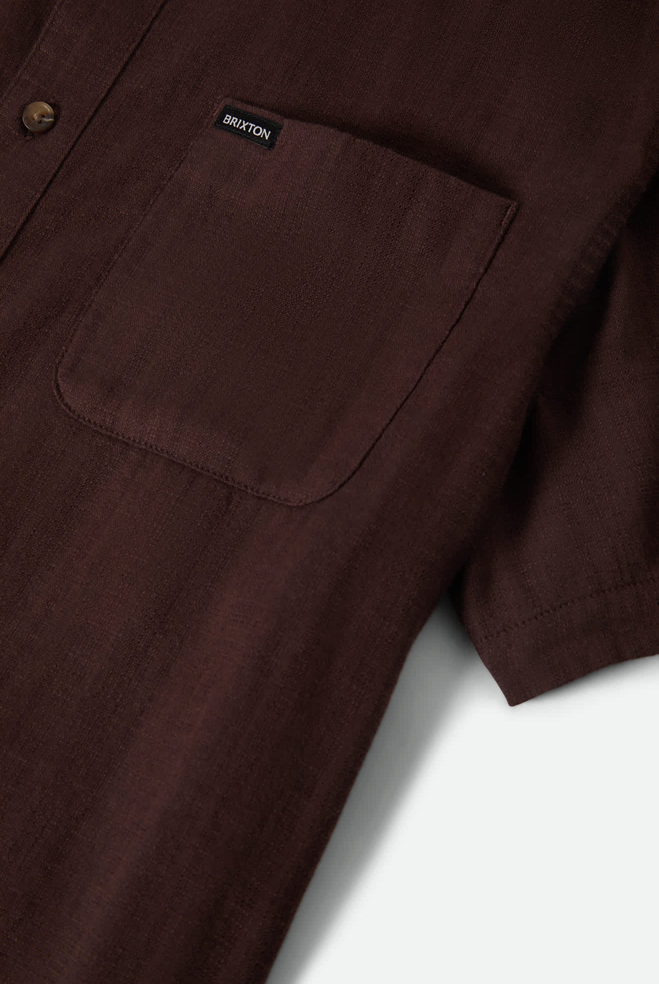 Men's Charter Slub Short Sleeve Shirt in the color Chocolate - Additional Laydown image