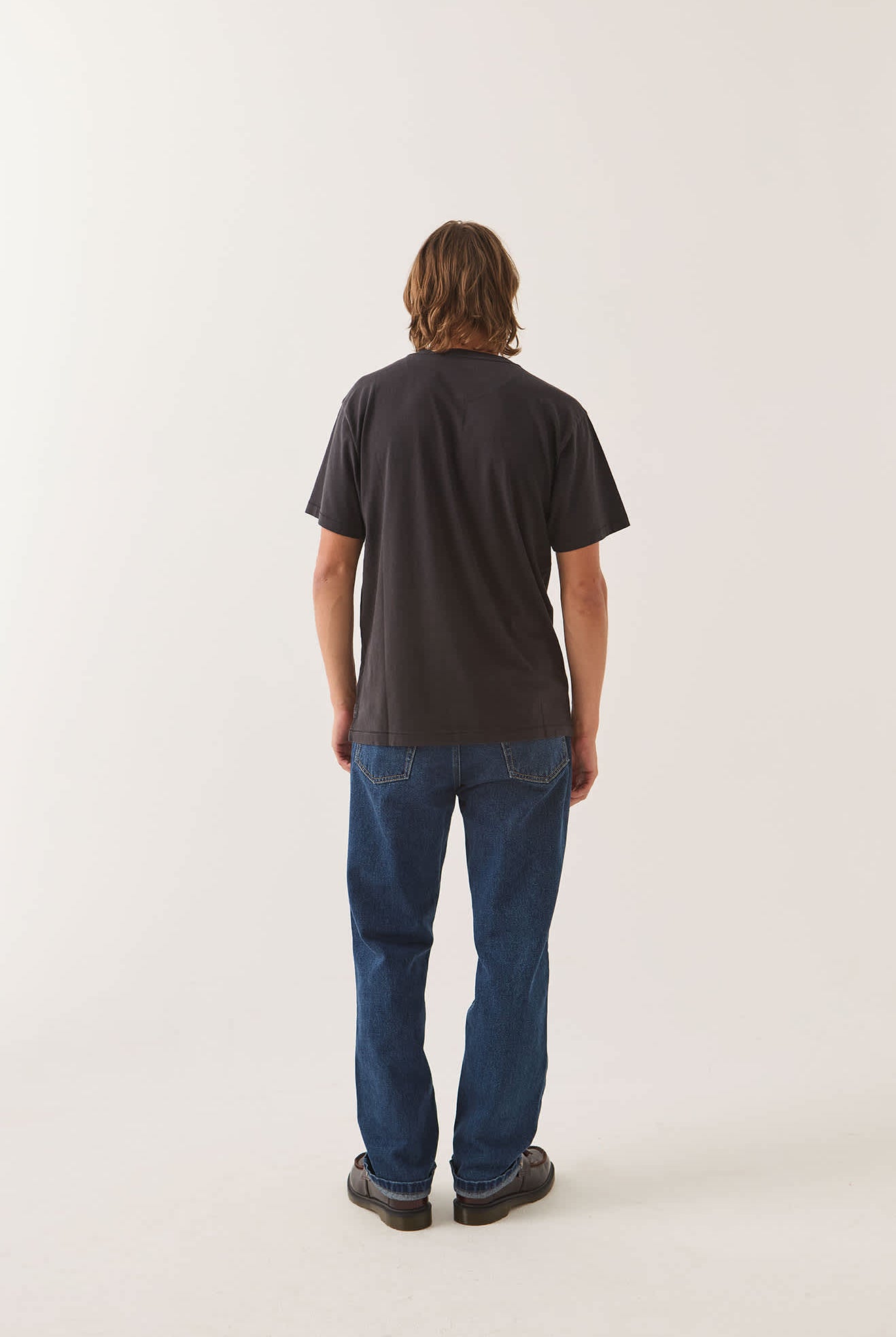 Men's Brixton Baseline Henley T-Shirt in the color Black - Men's Back View