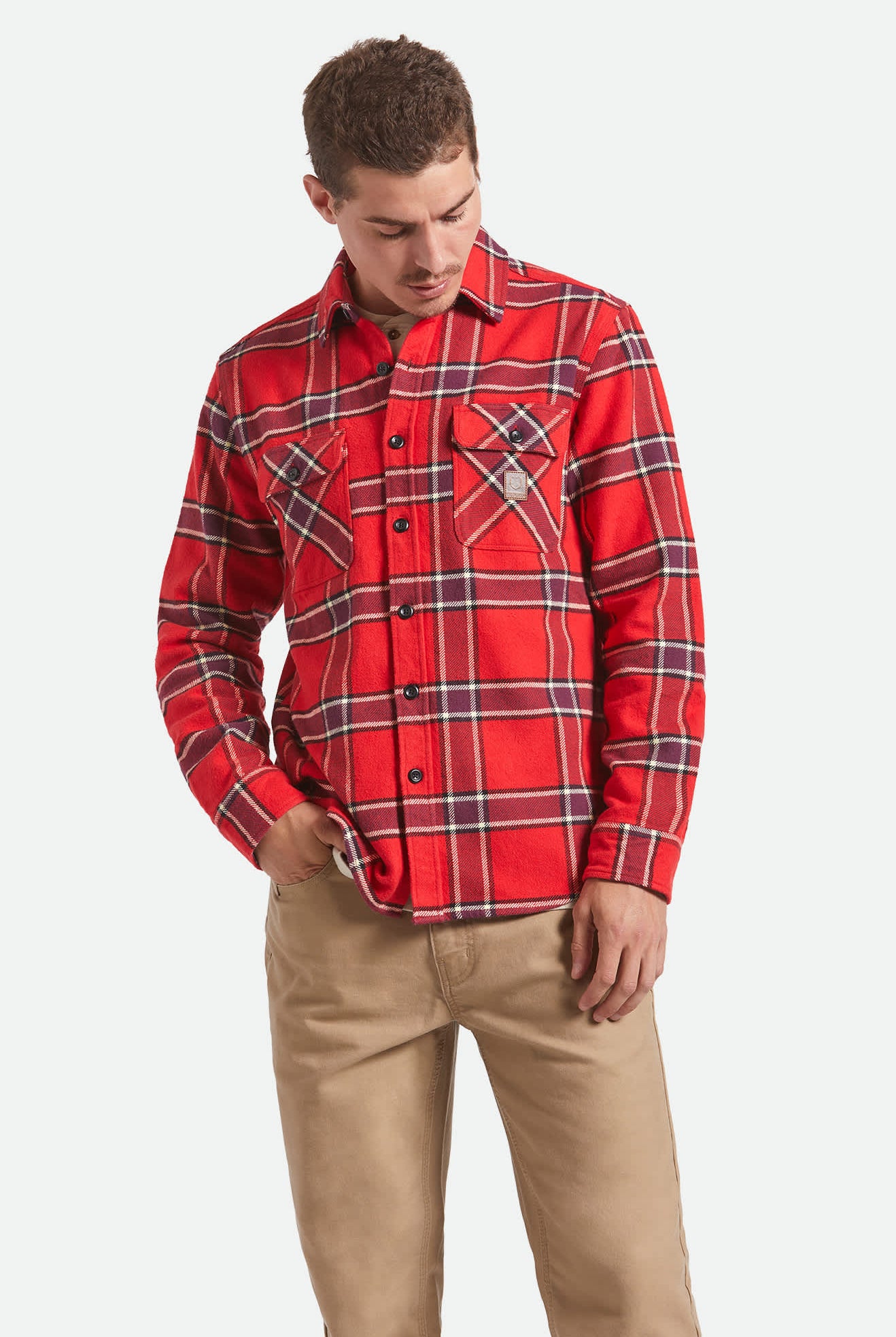Men's Bowery Heavyweight Flannel in the color Adrenaline Rush - Men's Front View