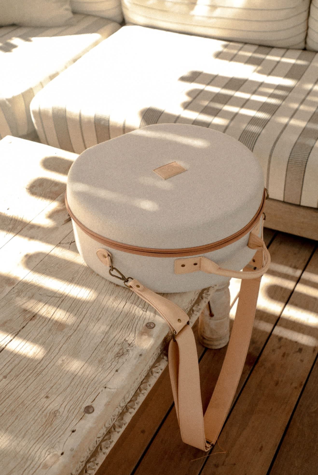 Unisex Done Proper Fedora Travel Case in the color Cream/Beige - Additional Laydown image
