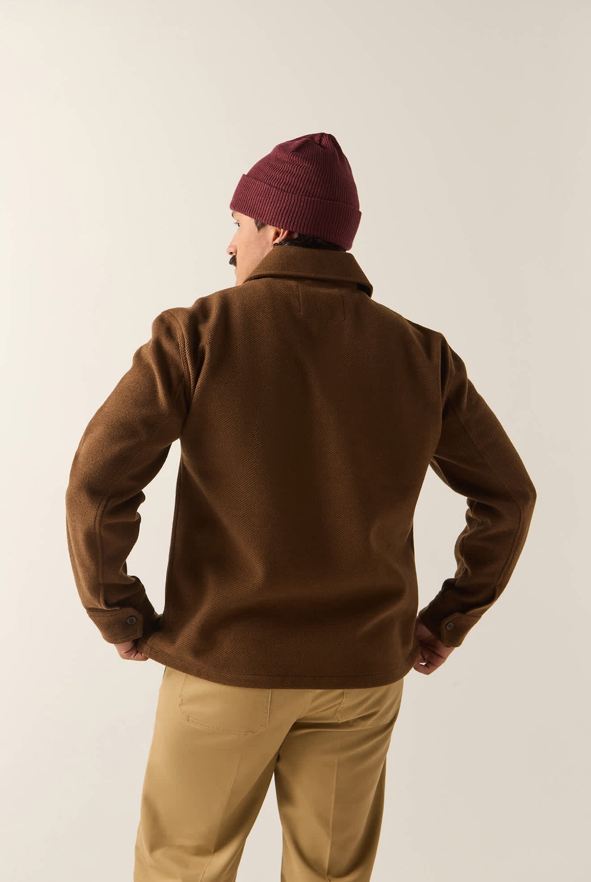 Men's Trademark Zip Flannel Jacket in the color Heathered Brown - Additional Fit image