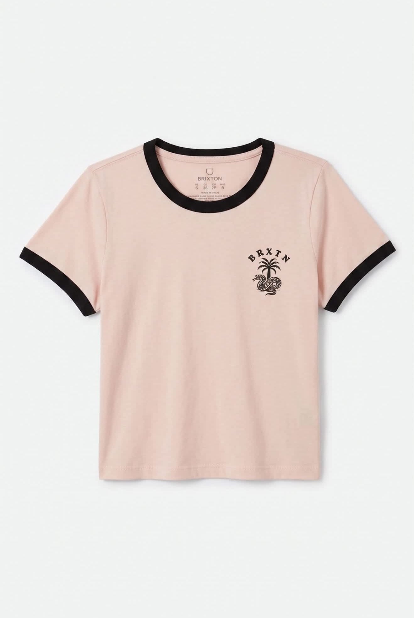 Women's Serpent Baby T-Shirt in the color Chalk Pink/Black - Front Product View