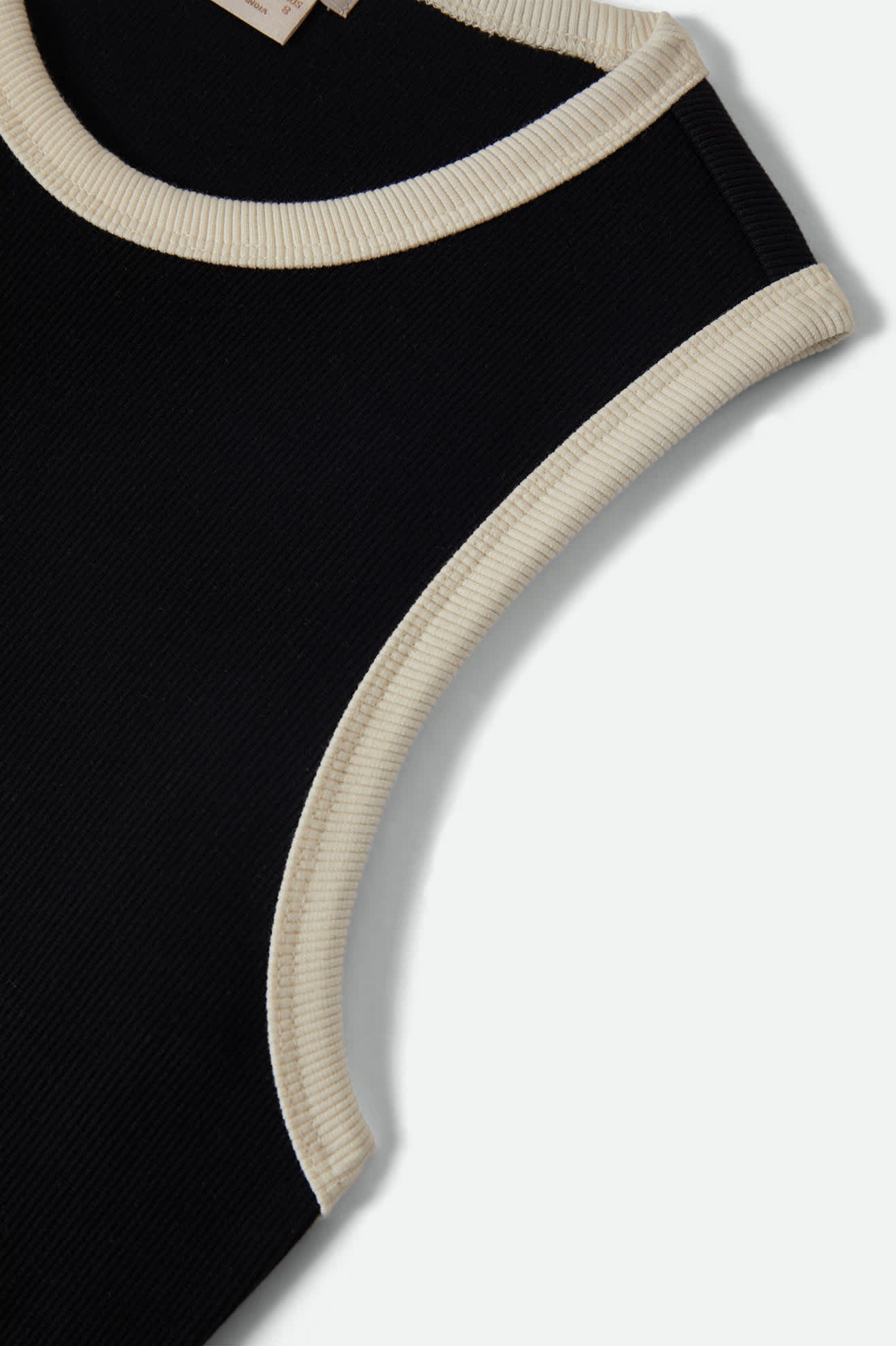 Women's Ribbed Cinch Mini Dress in the color Black/Off White - Additional Laydown image