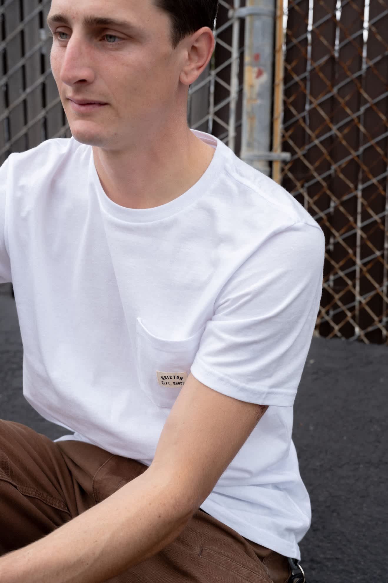 Men's Woodburn Short Sleeve Tailored Pocket T-Shirt in the color White - Men's Lifestyle image