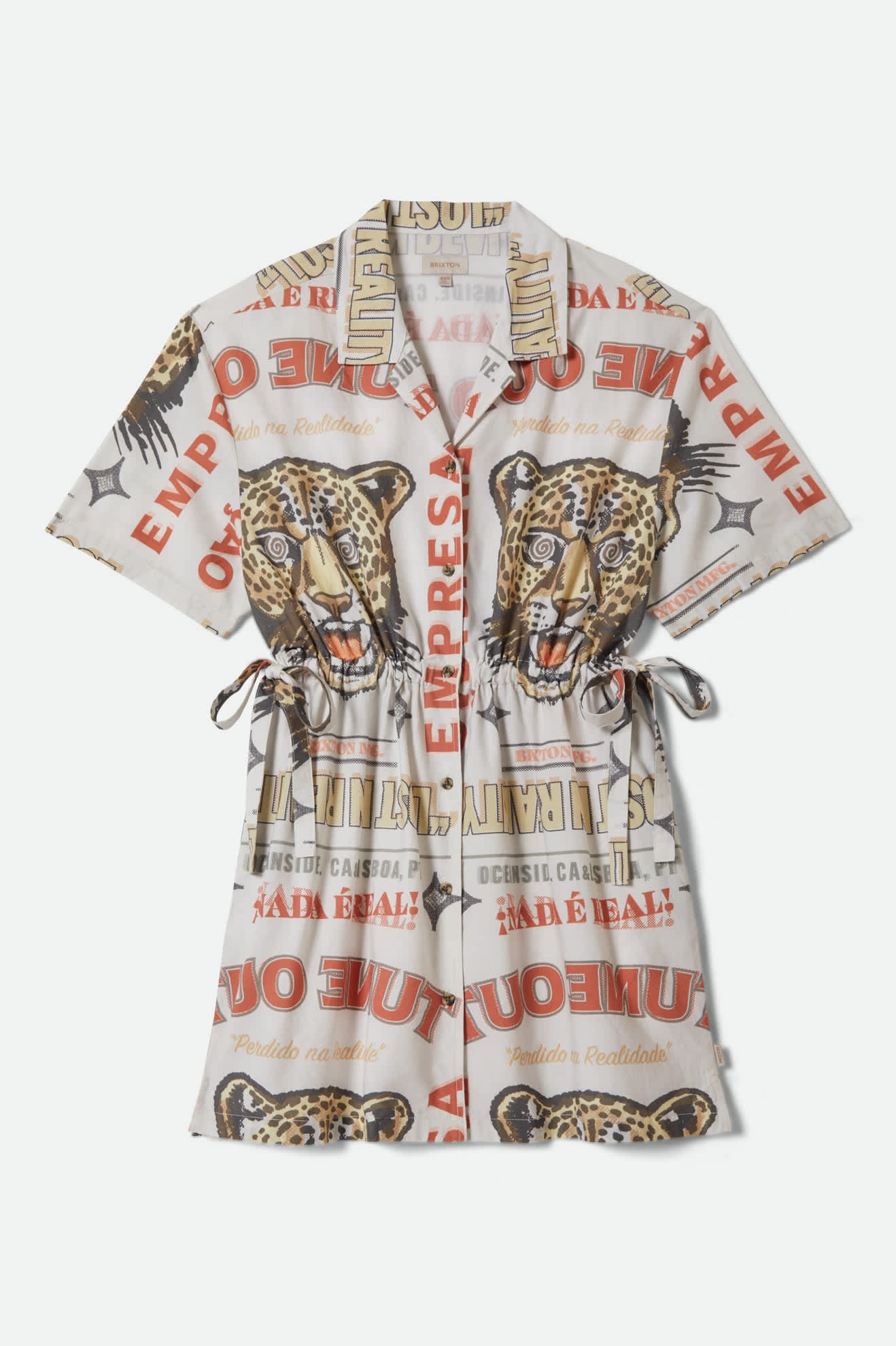 Women's The Cinch Button Down Short Sleeve Dress in the color Lost In Reality Print - Front Product View