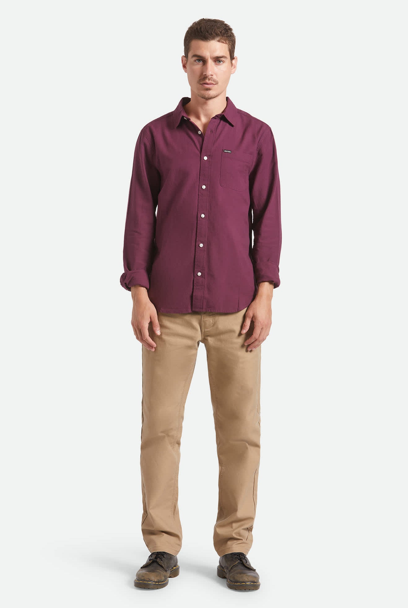 Men's Charter Long Sleeve Shirt in the color Port - Additional Fit image