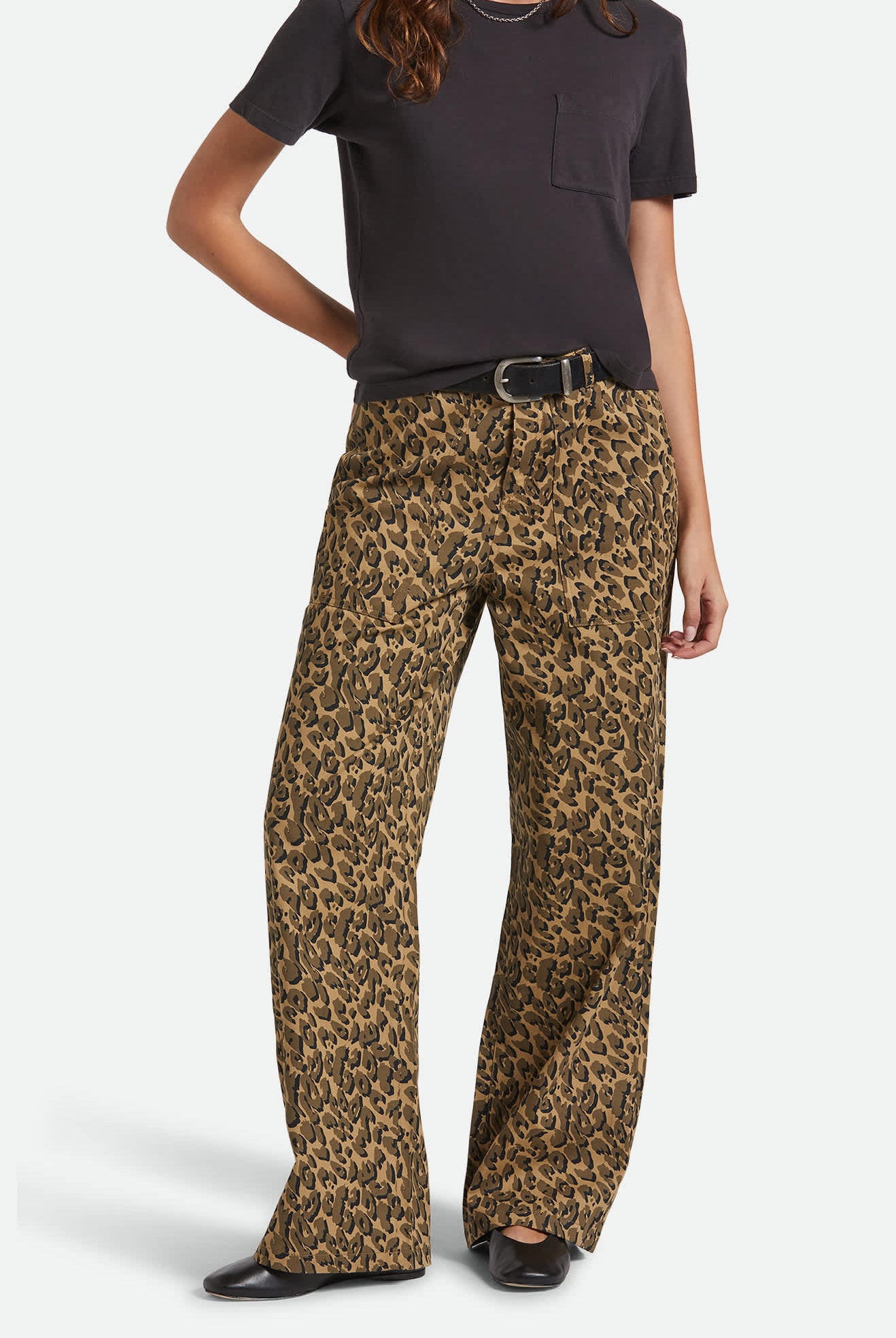Women's Jane Utility Wide Leg Pant in the color Brown Cheetah - Women's Front View