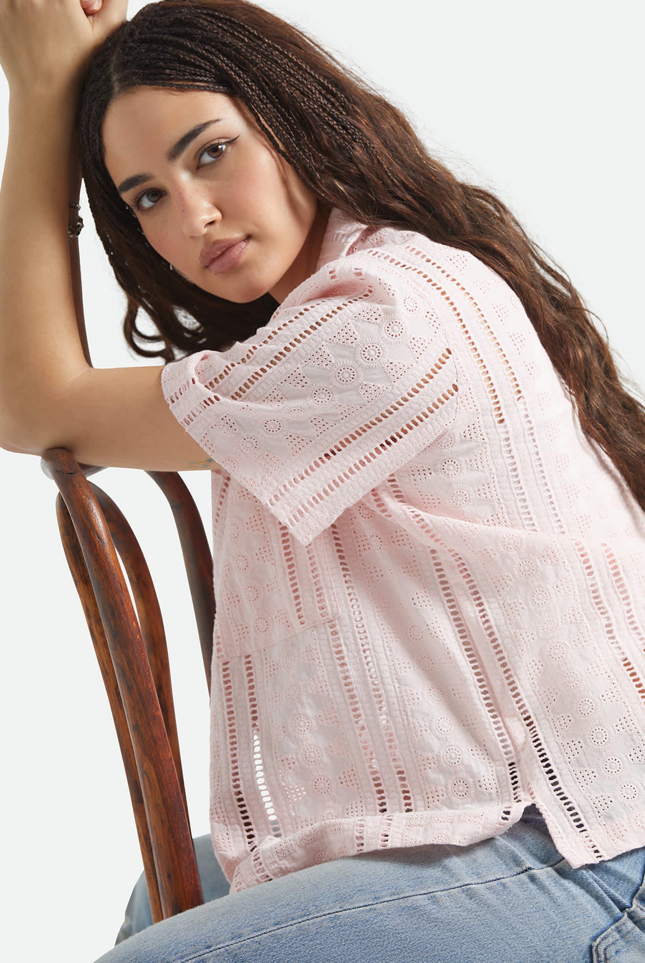 Women's Paradise Lounge Short Sleeve Shirt in the color Chalk Pink - Additional Fit image