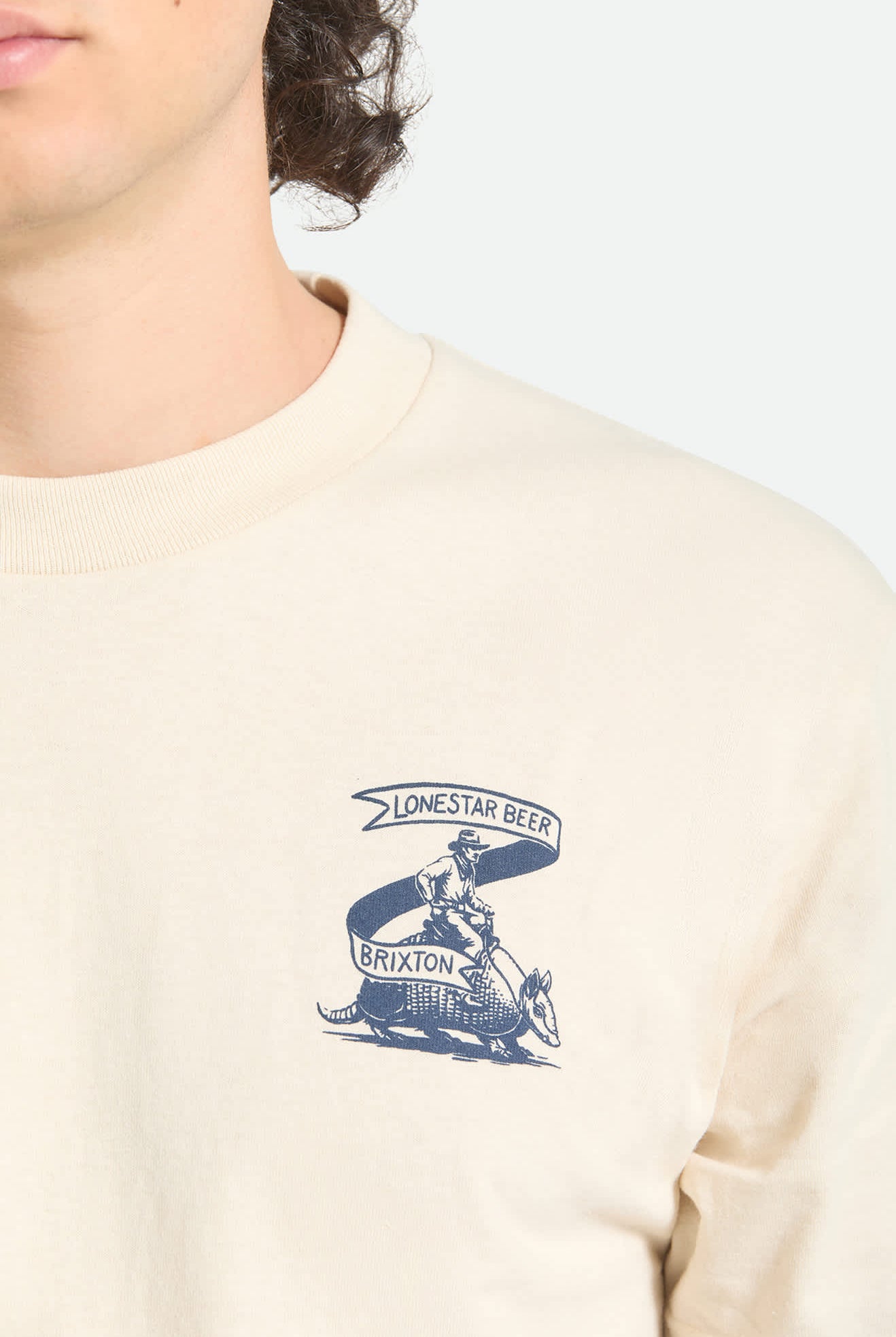 Men's Lone Star Armadillo Short Sleeve Standard T-Shirt in the color Cream - Additional Fit image