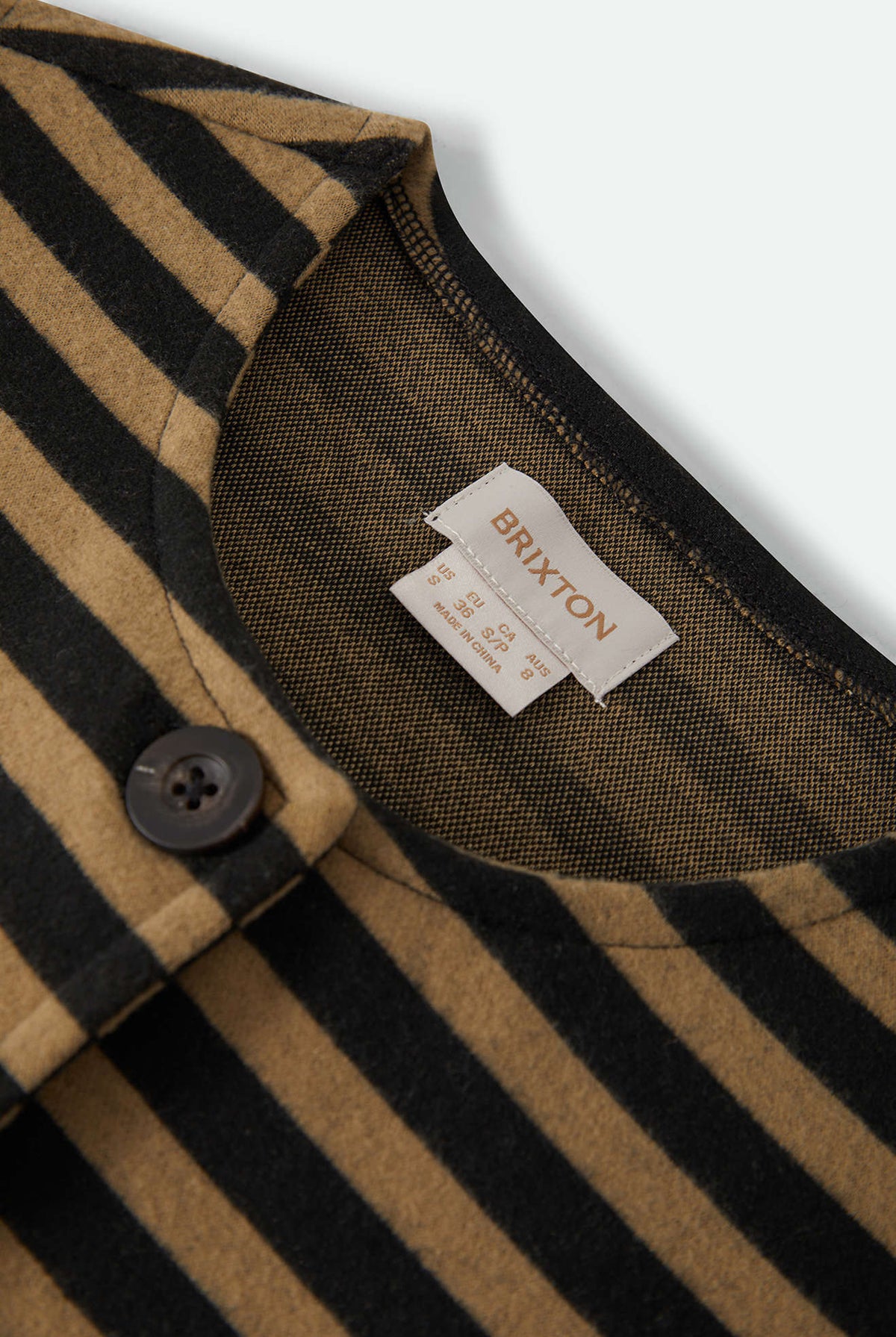 Women's The Audrey Knit Top in the color Washed Black/Khaki Stripe - Additional Laydown image