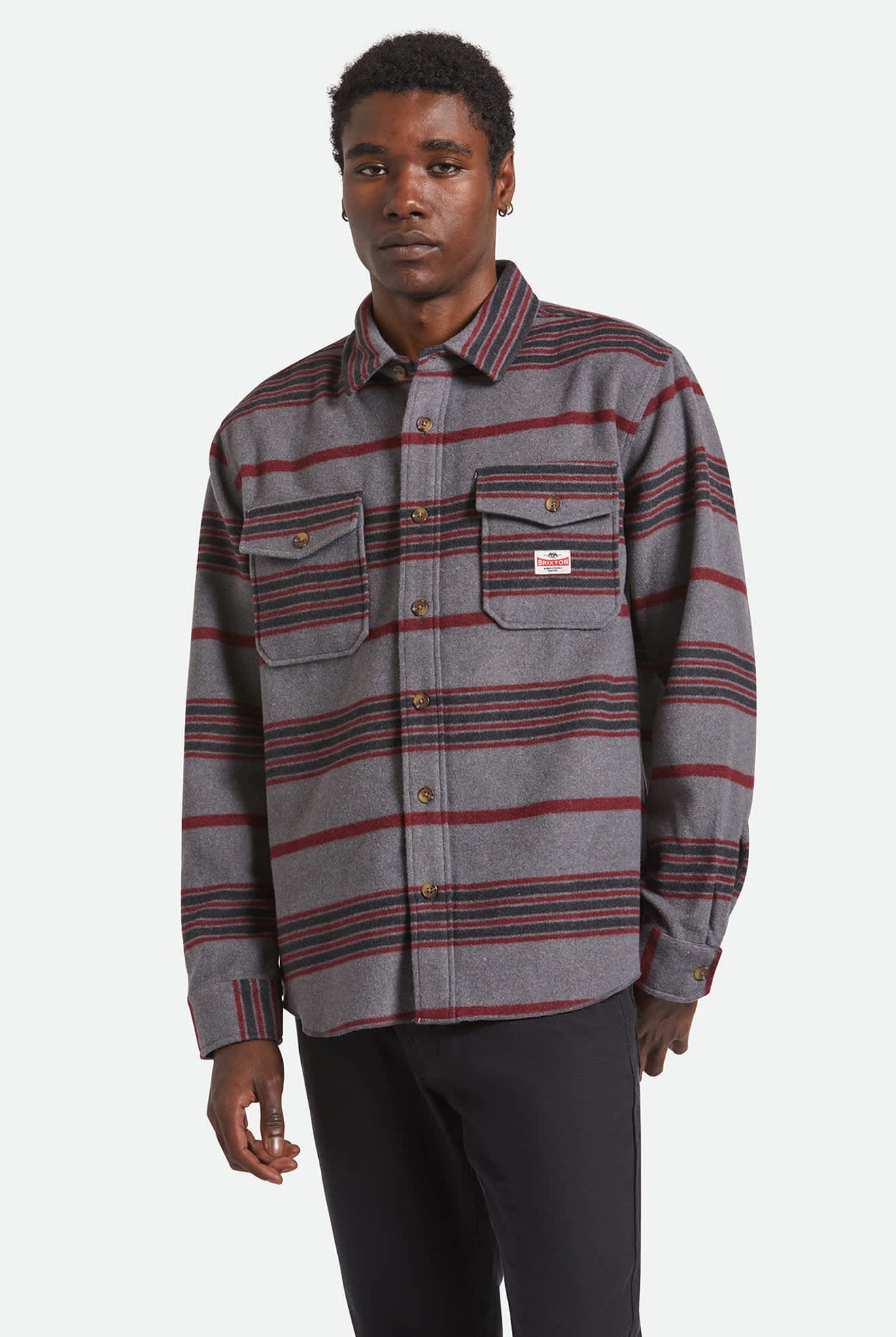 Men's Altered Threads Overshirt in the color Multi Blanket Stripe - Men's Front View