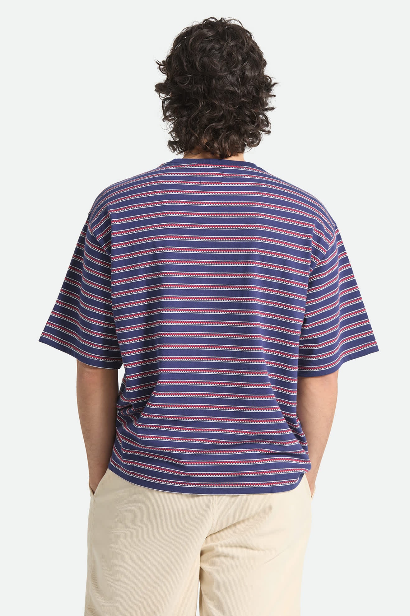 Men's Poolside Pique Box Crop T-Shirt in the color Washed Navy - Men's Back View