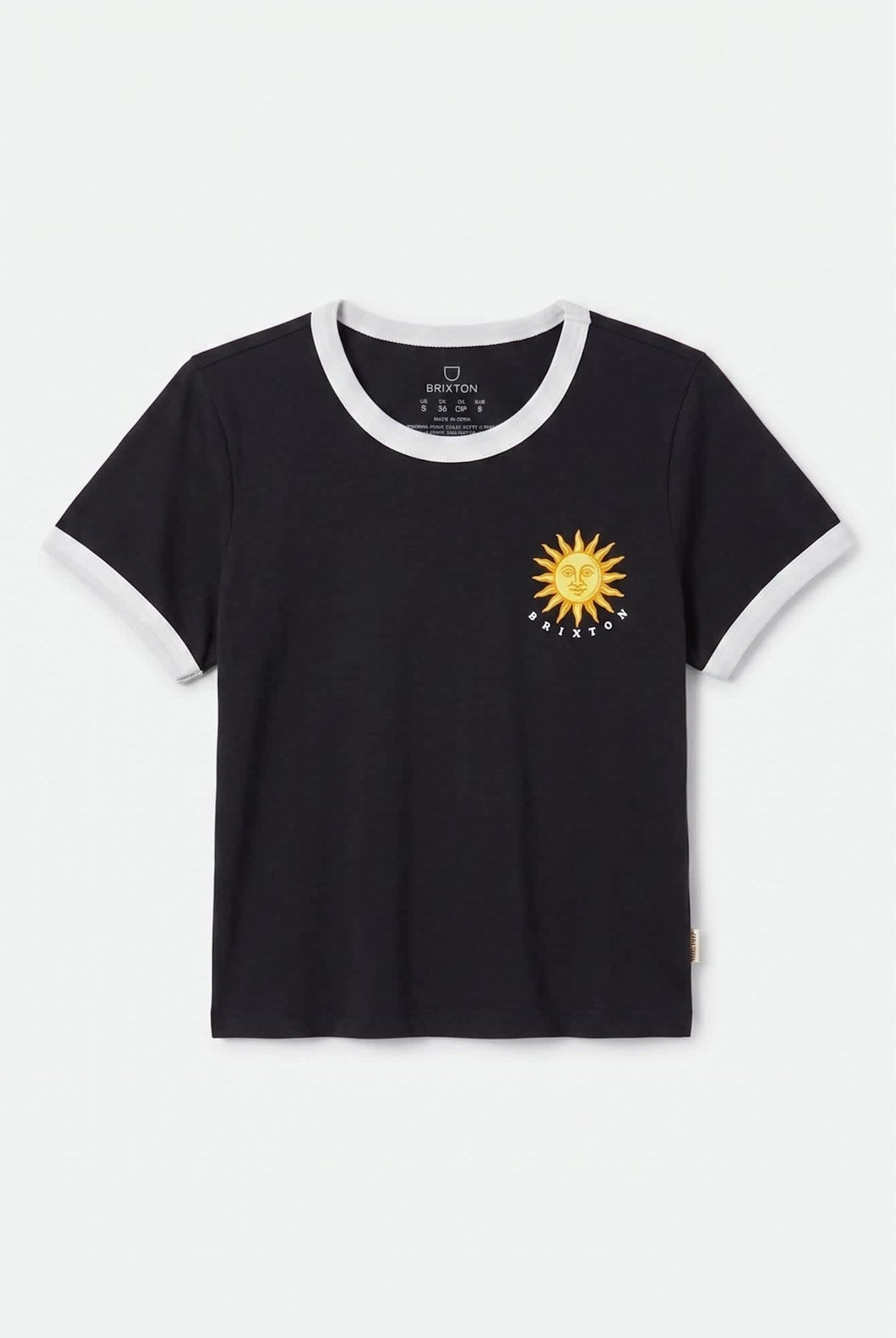 Women's Sunny Days Baby T-Shirt in the color Black/White - Front Product View