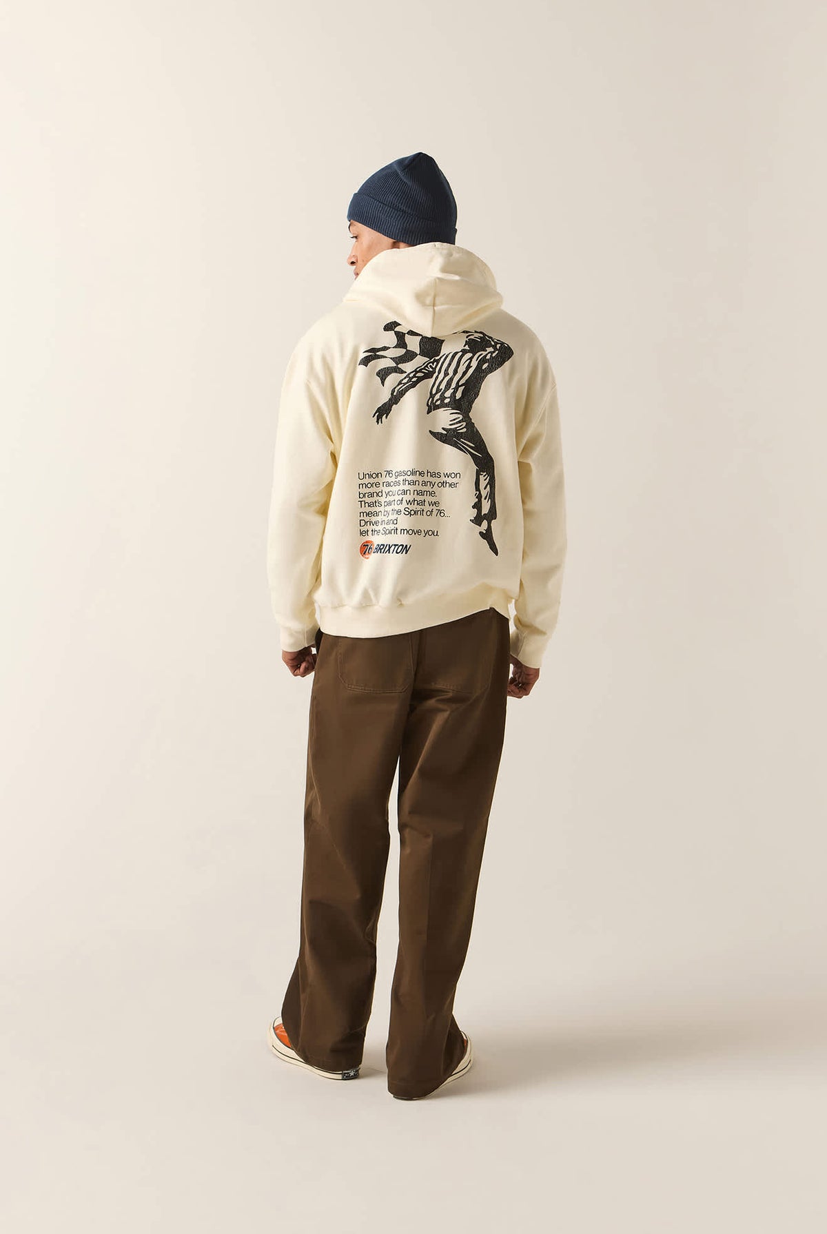 Men's 76 Finish Line Hoodie in the color Washed Off White - Additional Fit image