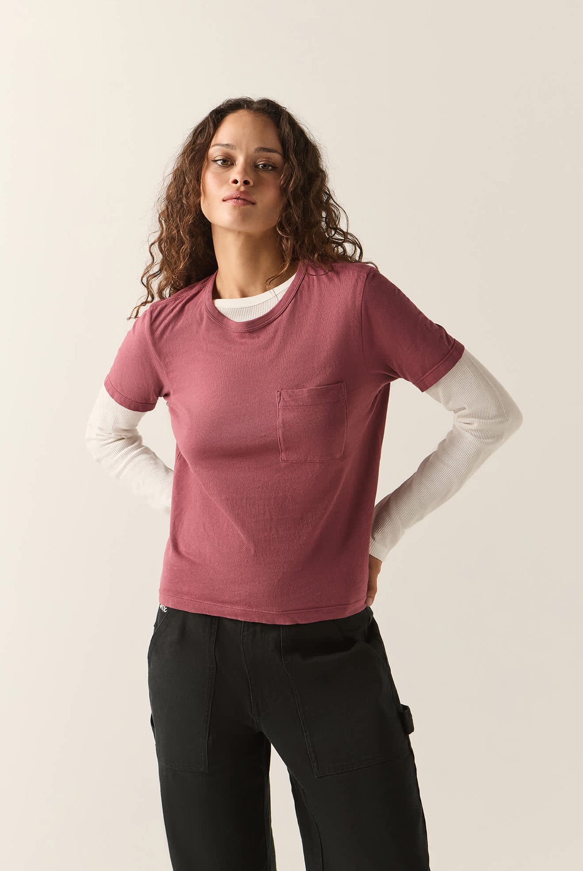 Women's Carefree Organic Garment Dye Perfect T-Shirt in the color Wild Ginger - Additional Fit image