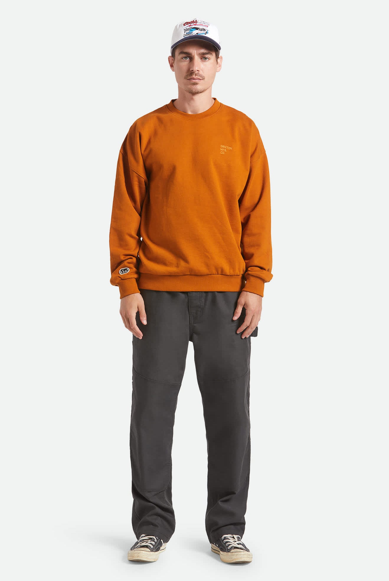 Men's Embroidered Heavyweight Crew in the color Rustic Caramel - Additional Fit image