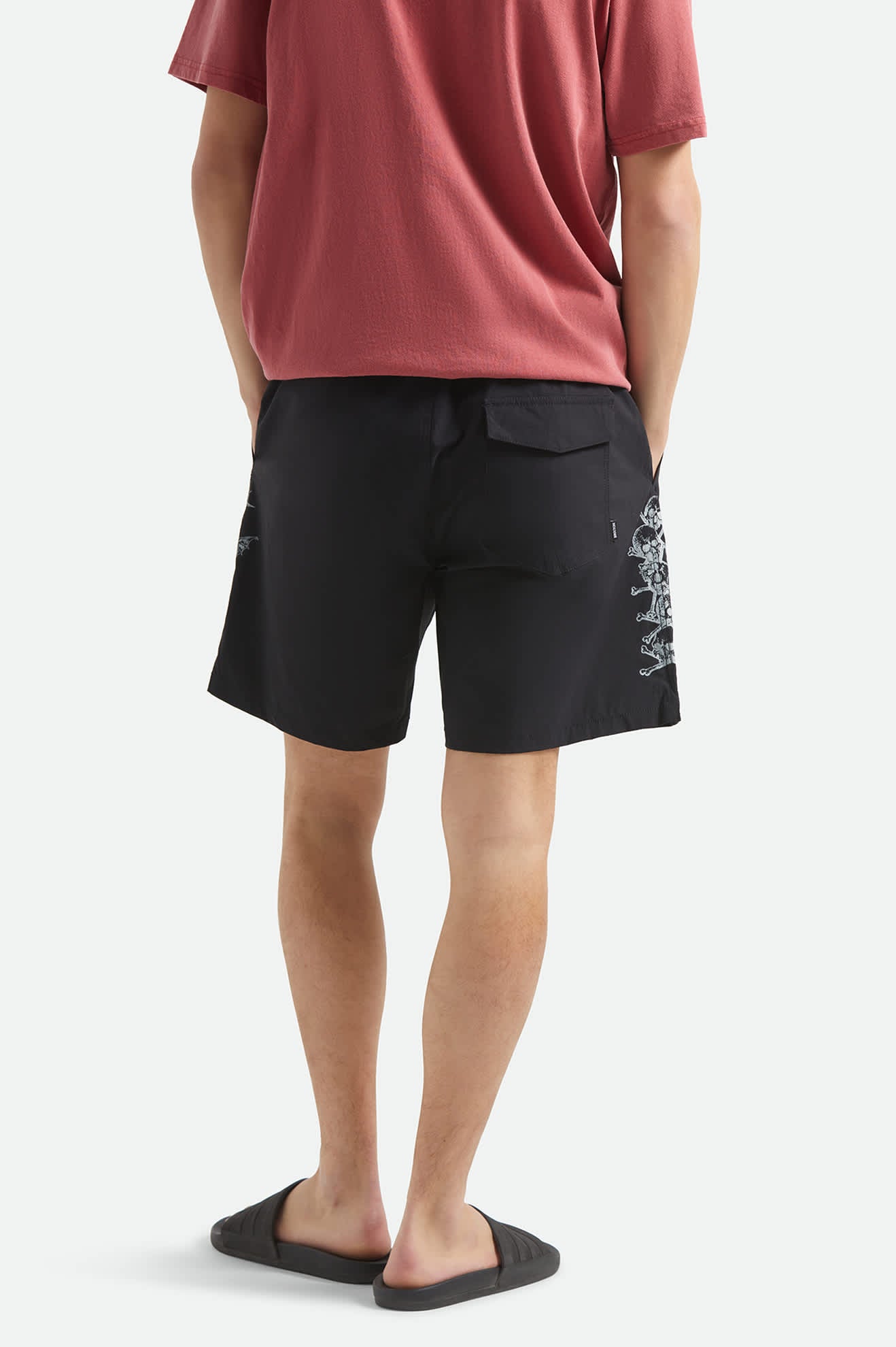 Men's Everyday Stretch Hybrid Short 7" in the color Black/White - Men's Back View