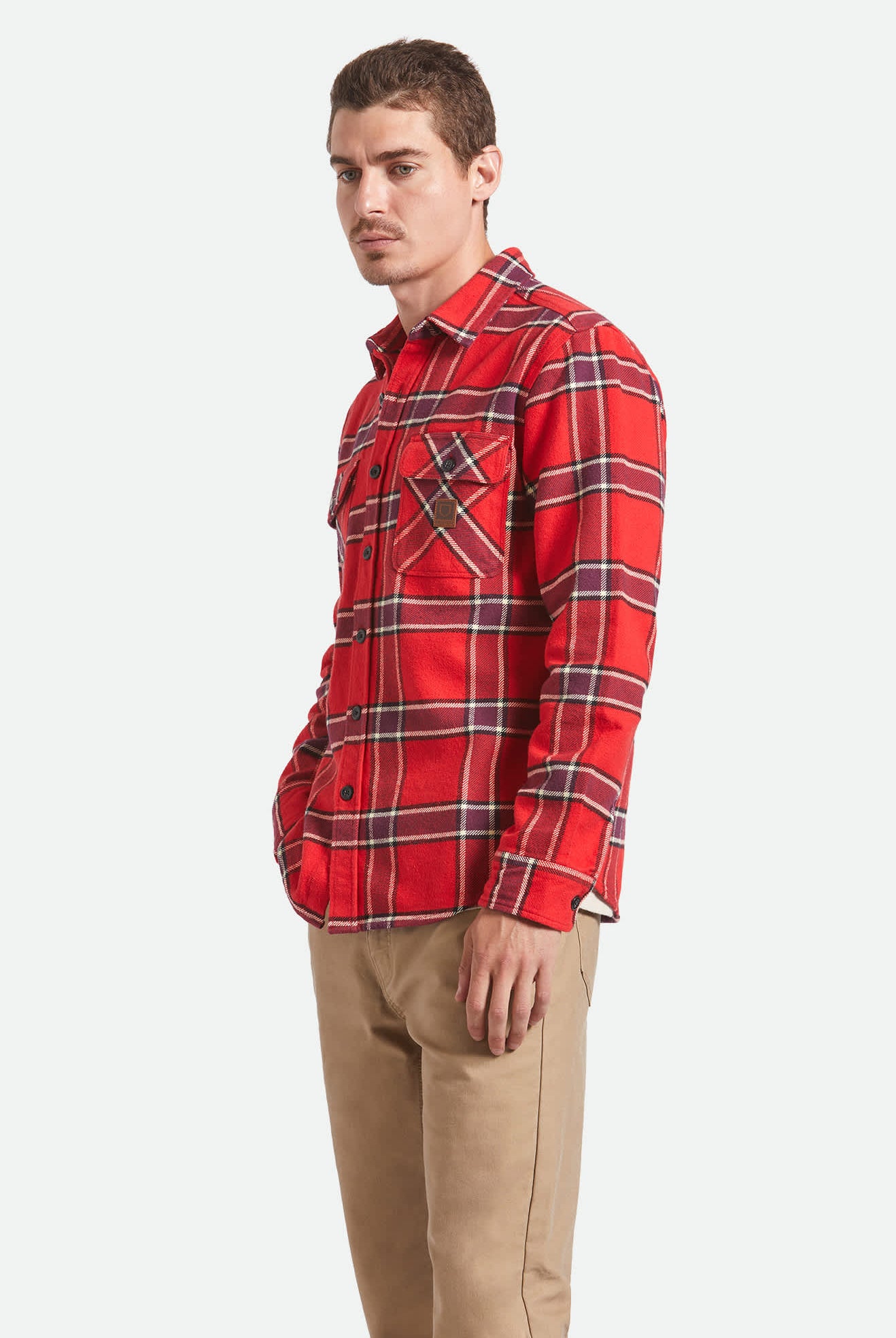 Men's Bowery Heavyweight Flannel in the color Adrenaline Rush - Men's Side View