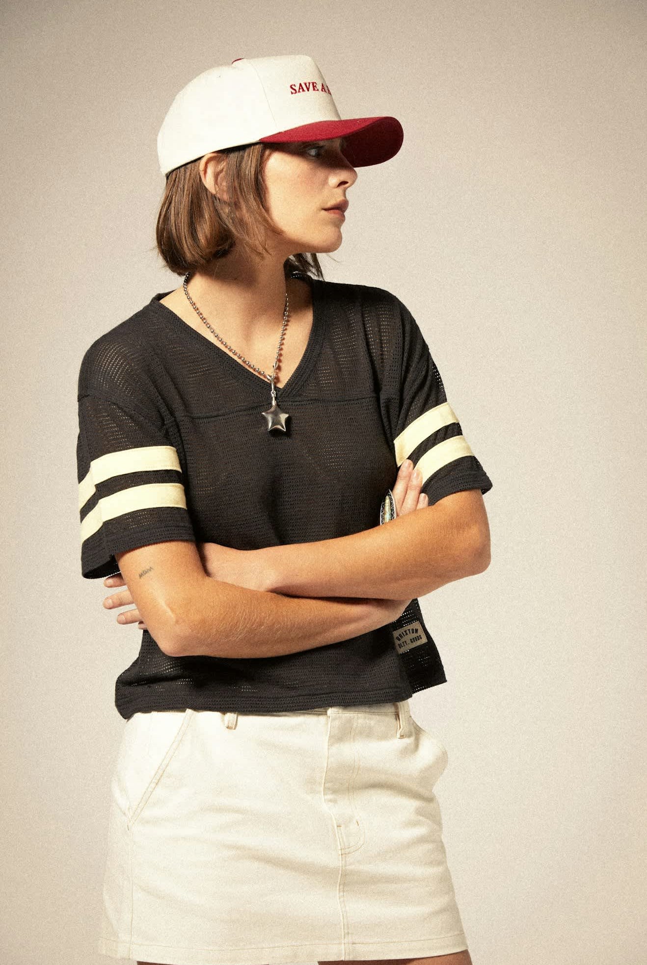 Women's Save A Horse Netplus Snapback in the color Crimson/Off White - Women's Side View