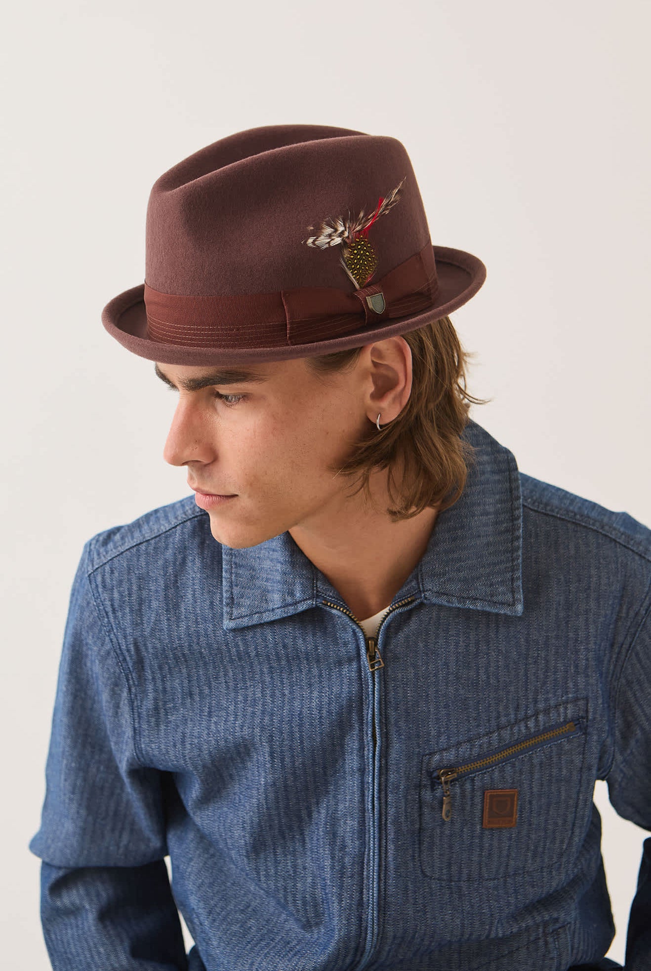 Unisex Gain Fedora in the color Chestnut - Men's Side View