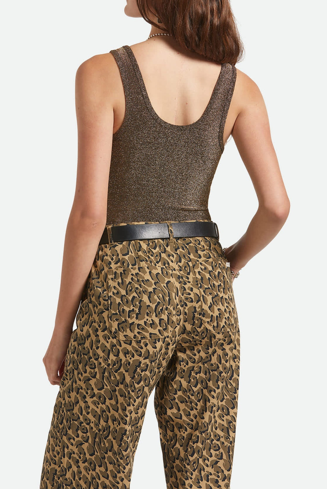 Women's Off Duty A-Tank in the color Gold Metallic - Women's Back View