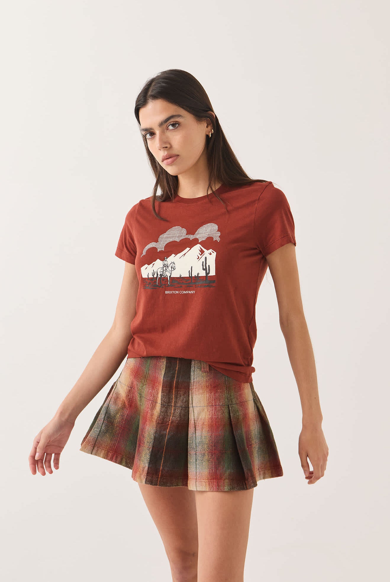 Women's Great Springs Slim Crew T-Shirt in the color Dark Brick - Women's Side View