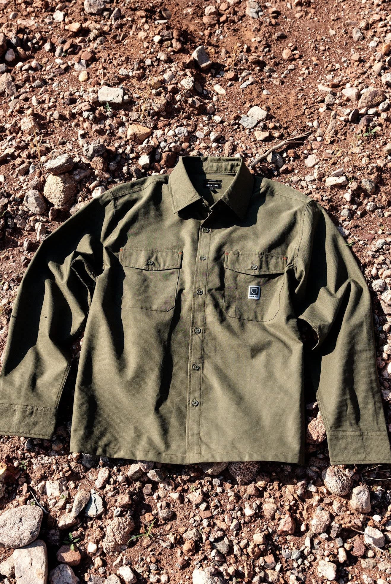 Men's Journey Lightweight Long Sleeve Shirt in the color Dark Olive - Additional Laydown image