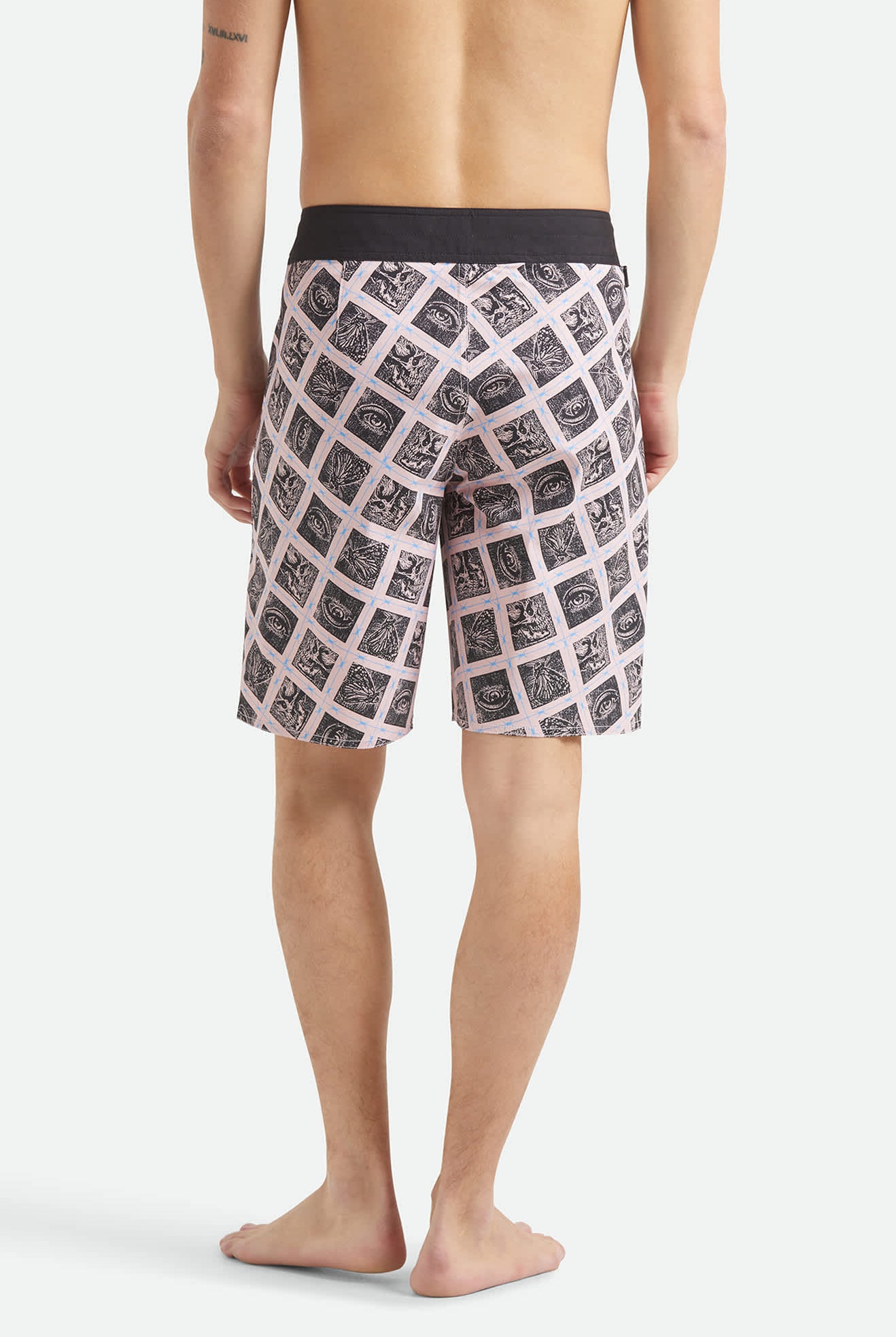 Men's Blitz Boardshort 19" in the color Silver Pink/Black - Men's Back View