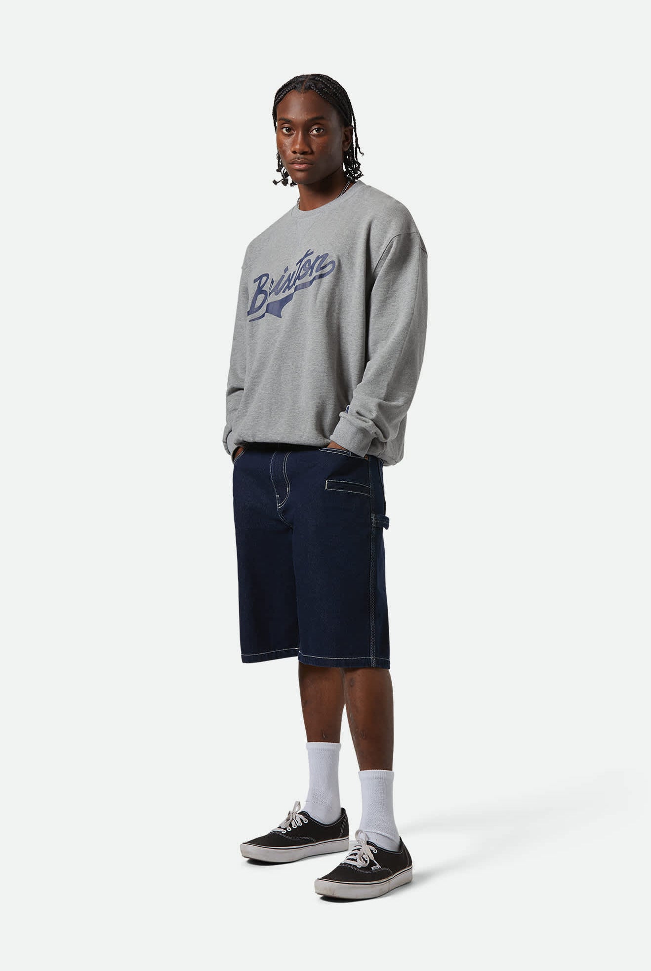 Men's The League Broken In Crew in the color Heather Grey - Men's Featured View