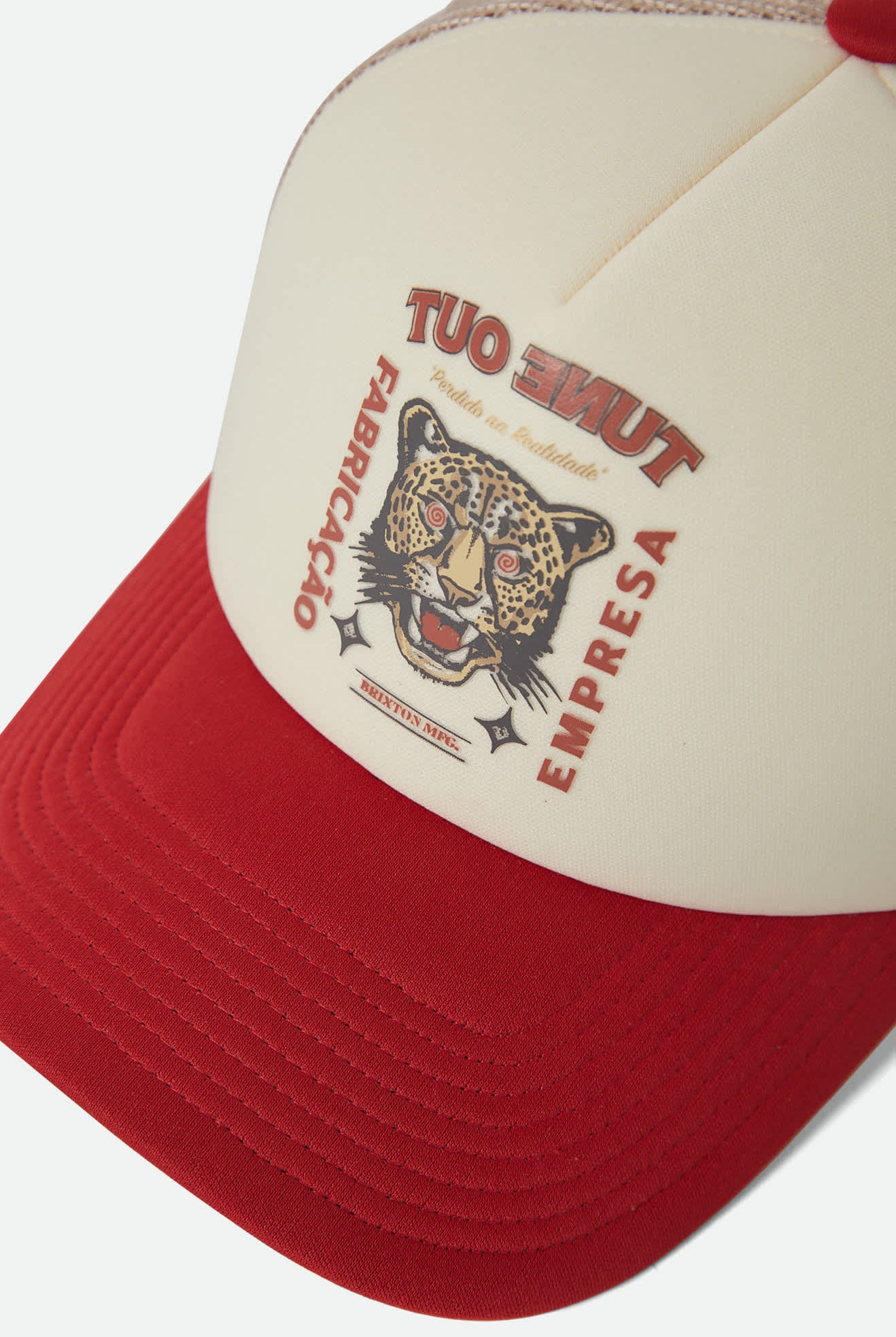 Unisex Lost In Reality NetPlus Trucker Hat in the color Whitecap/Adrenaline Rush - Additional Laydown image