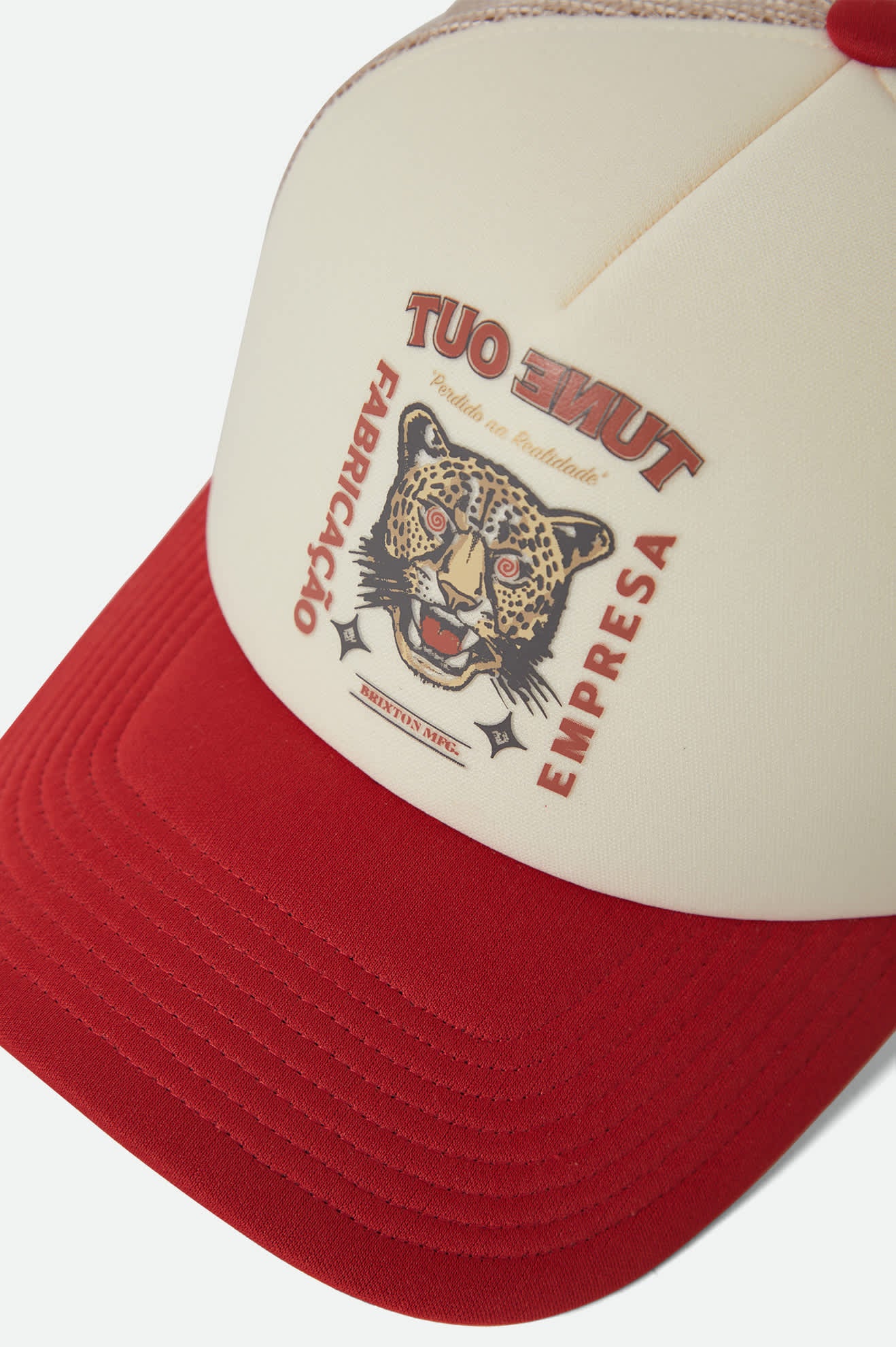 Unisex Lost In Reality NetPlus Trucker Hat in the color Whitecap/Adrenaline Rush - Additional Laydown image