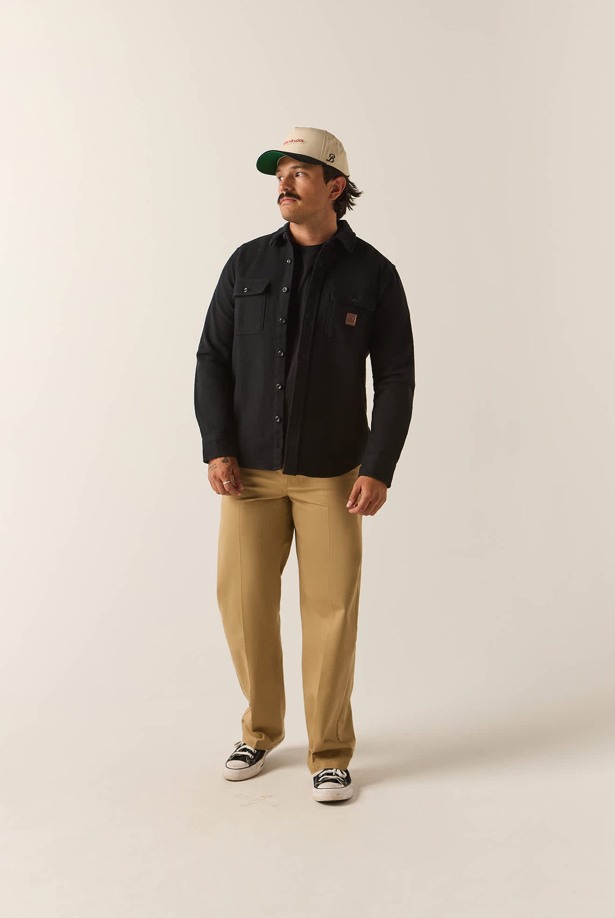 Men's Bowery Heavyweight Flannel in the color Black - Men's Front View