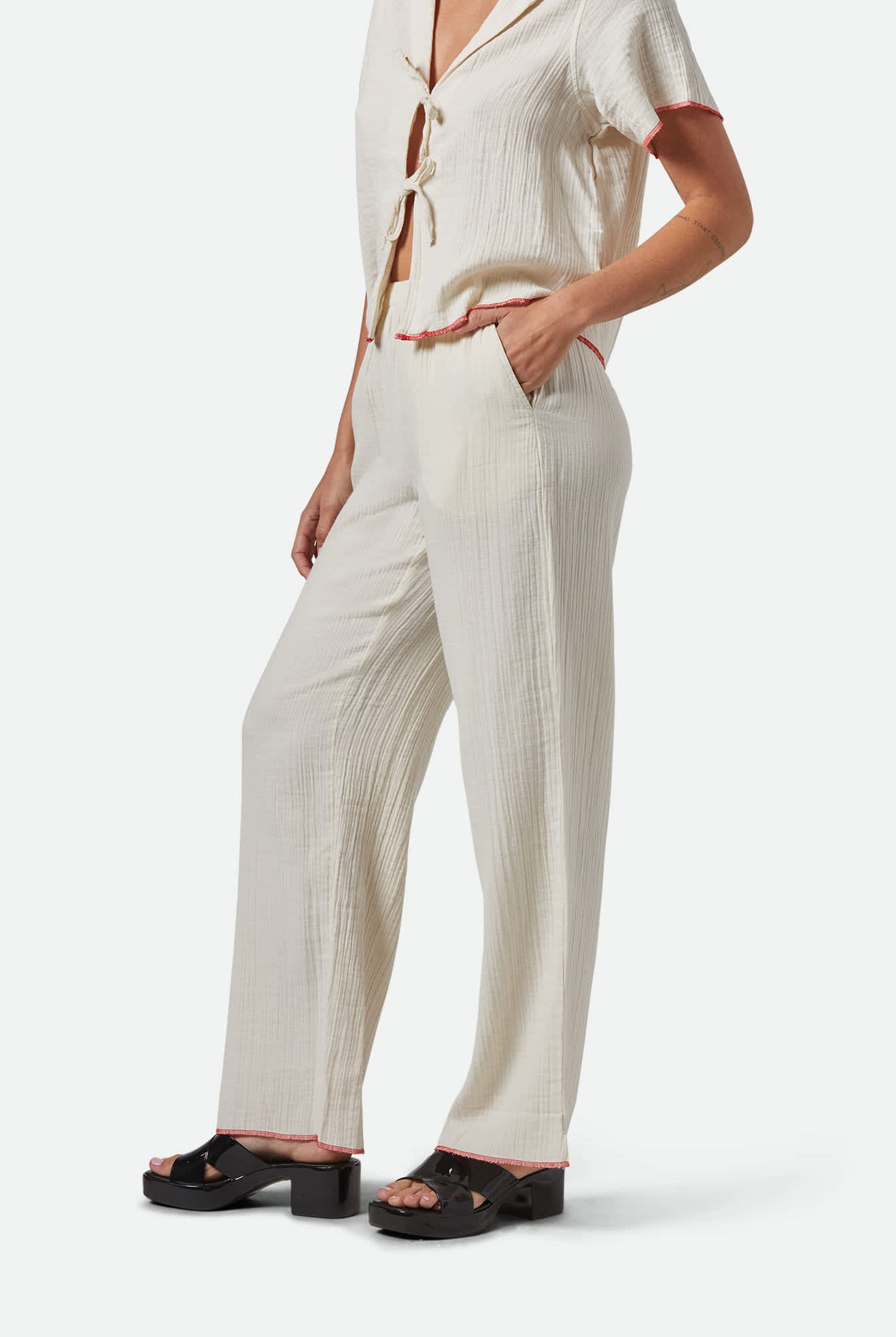 Women's Wandering Hudson Lounge Pant in the color Off White - Women's Side View