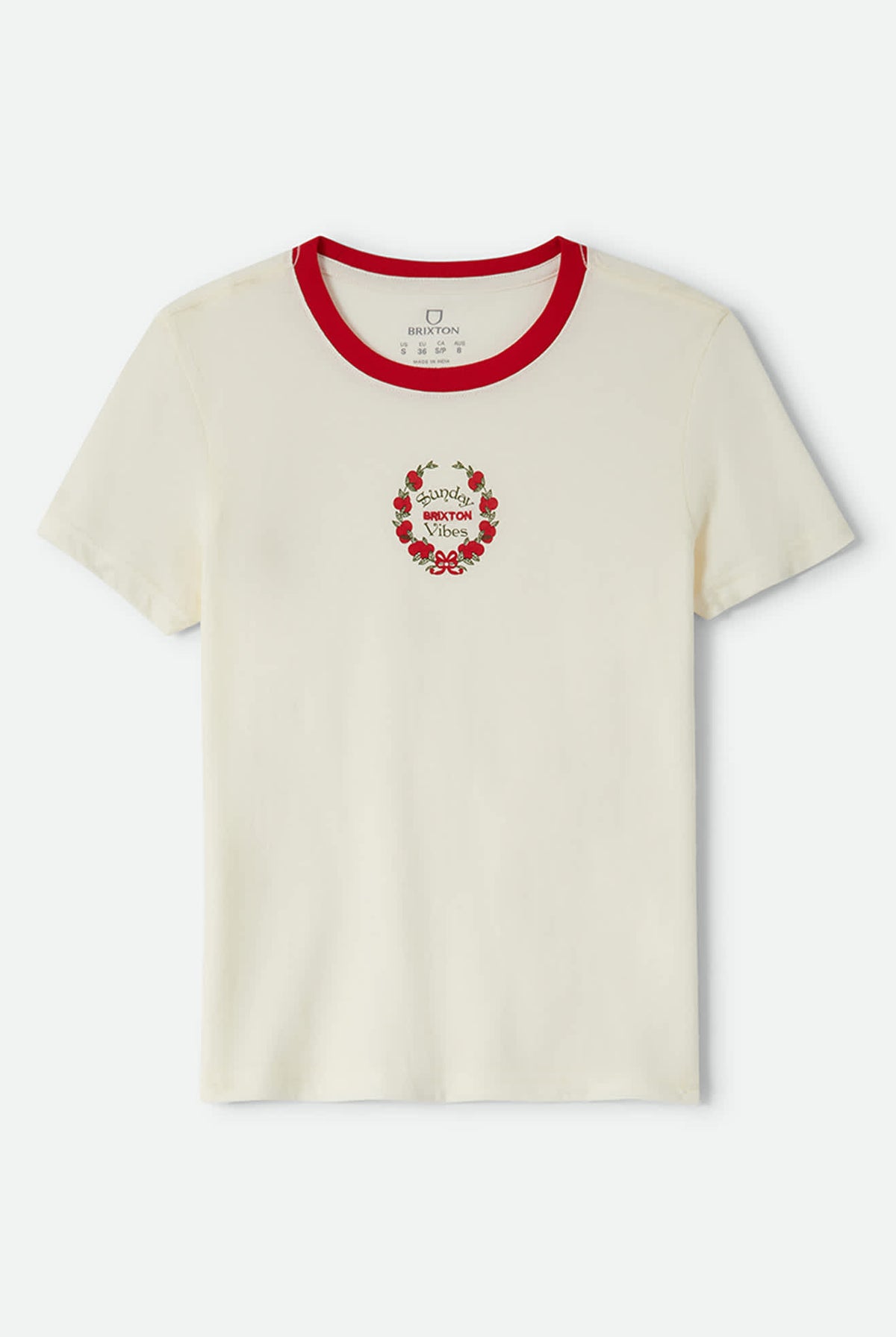 Women's Sunday Vibes Slim Crew T-Shirt in the color Off White - Front Product View