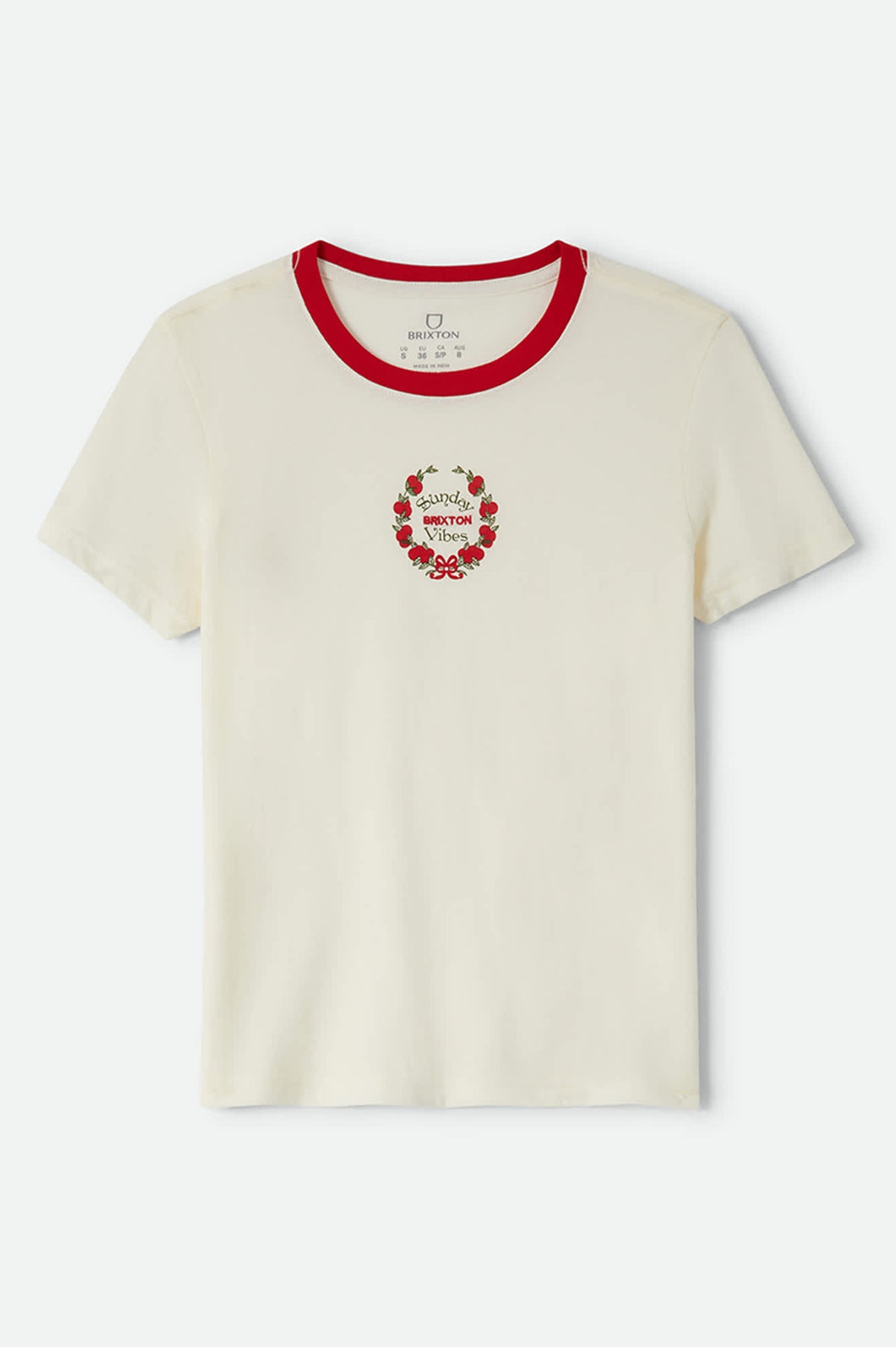 Women's Sunday Vibes Slim Crew T-Shirt in the color Off White - Front Product View