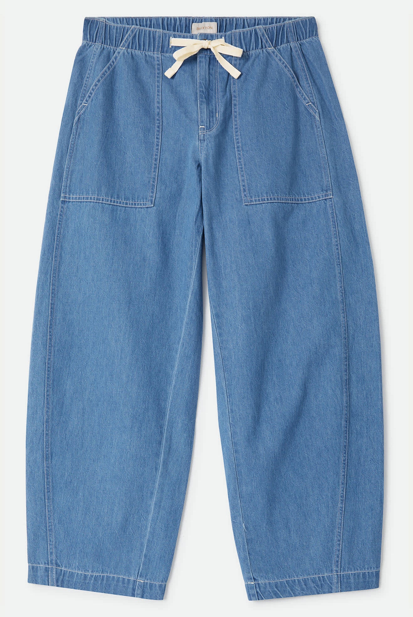 Women's Utility Everyday Barrel Pant in the color Light Stone Wash - Front Product View