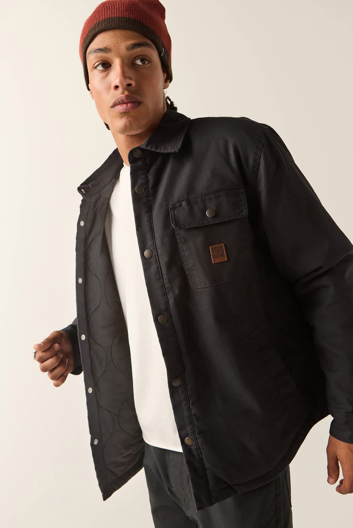 Men's Builders Stretch Lined Jacket in the color Black - Men's Side View