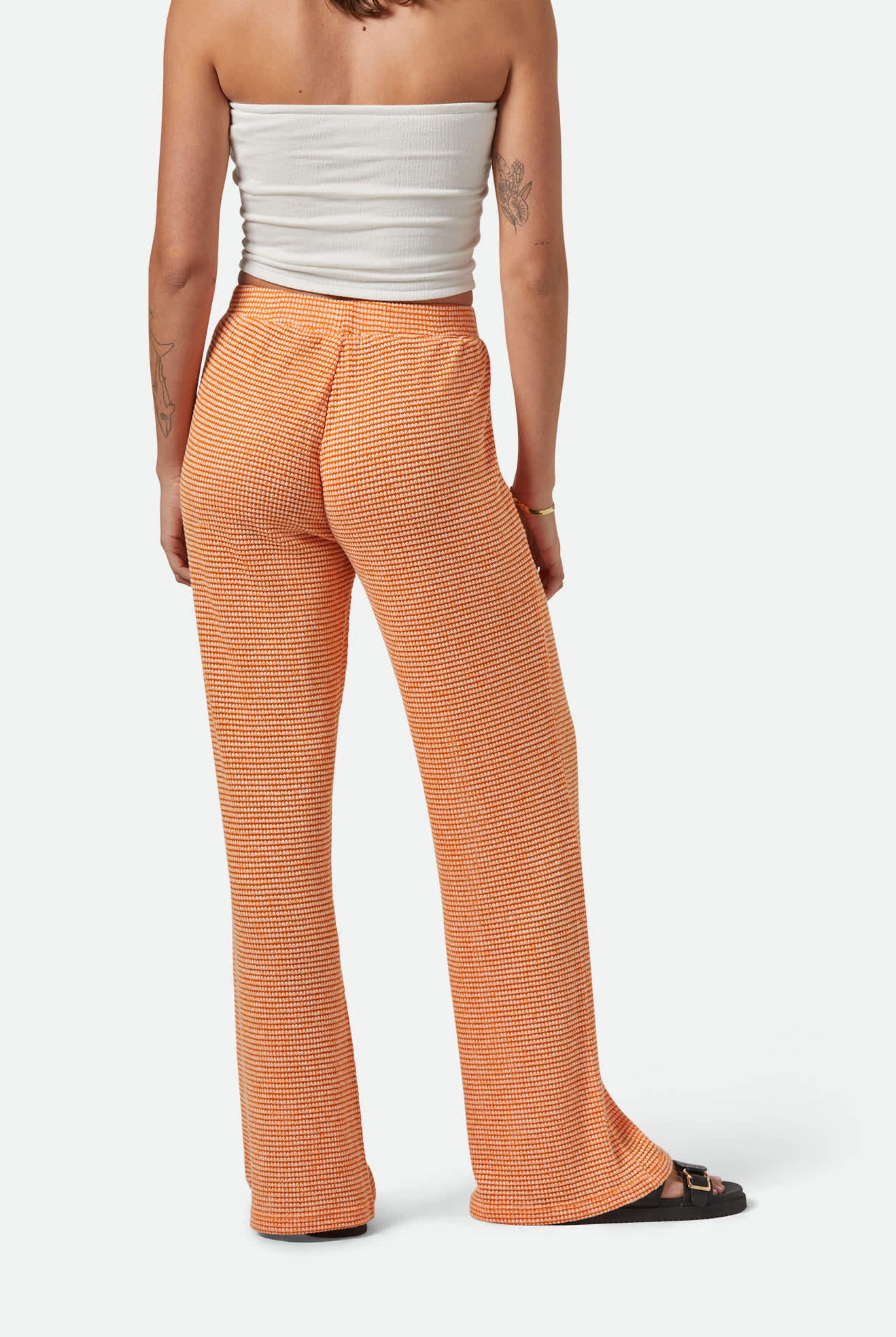 Women's Maude Mesh Lounge Pant in the color Tangerine - Women's Back View