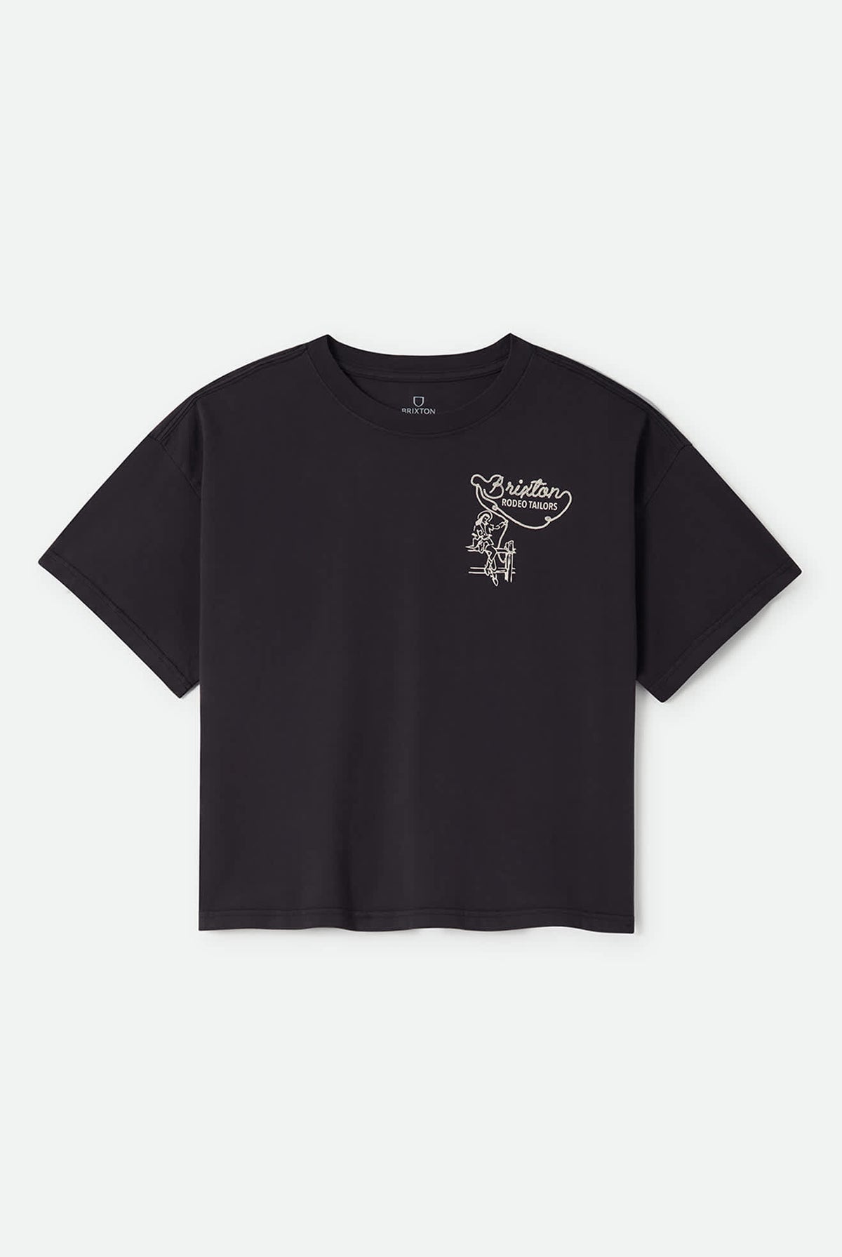 Women's Rodeo Trailors Boxy Crop T-Shirt in the color Black - Front Product View