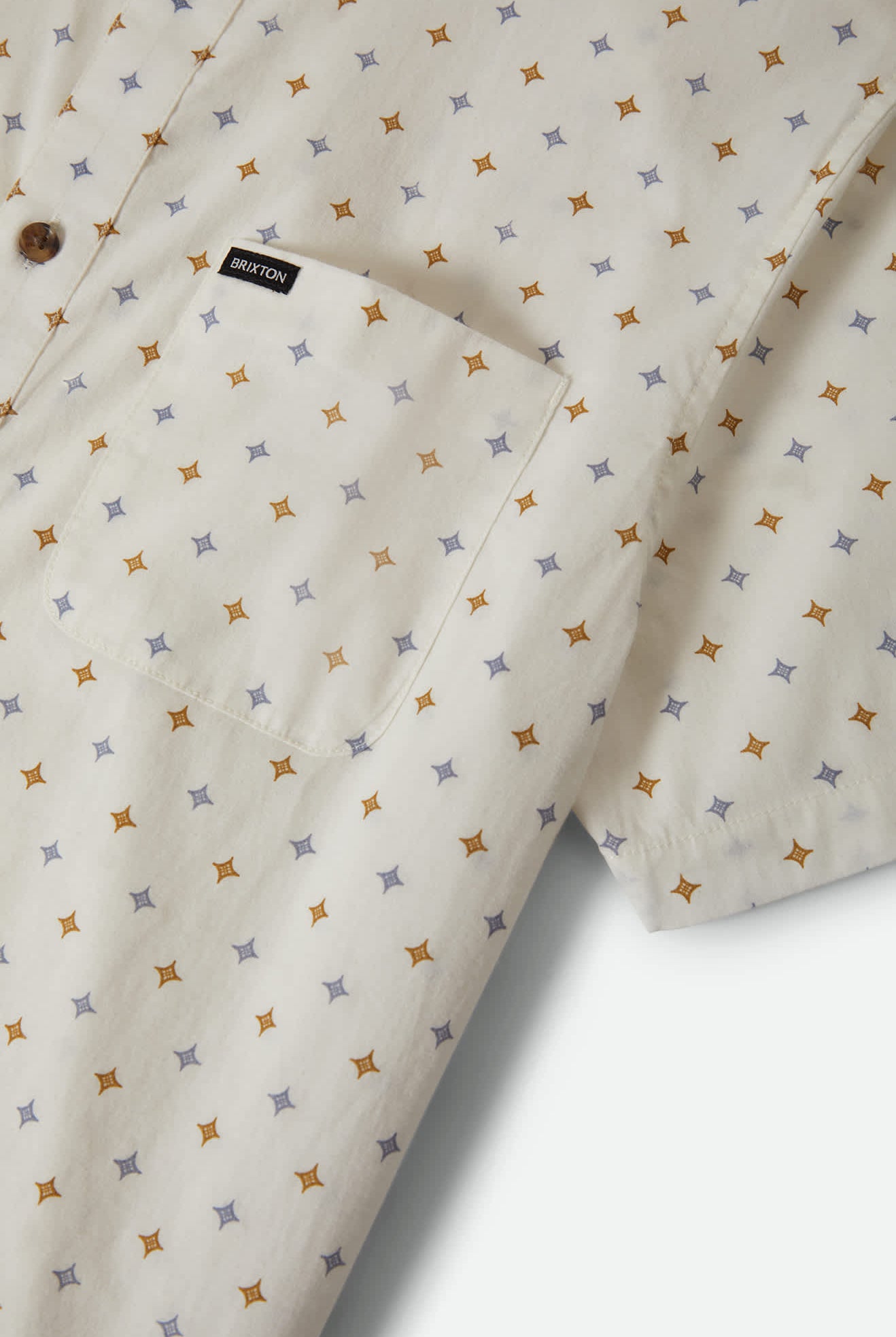 Men's Charter Print Short Sleeve Shirt in the color Off White/Multi Diamond Tile - Additional Laydown image